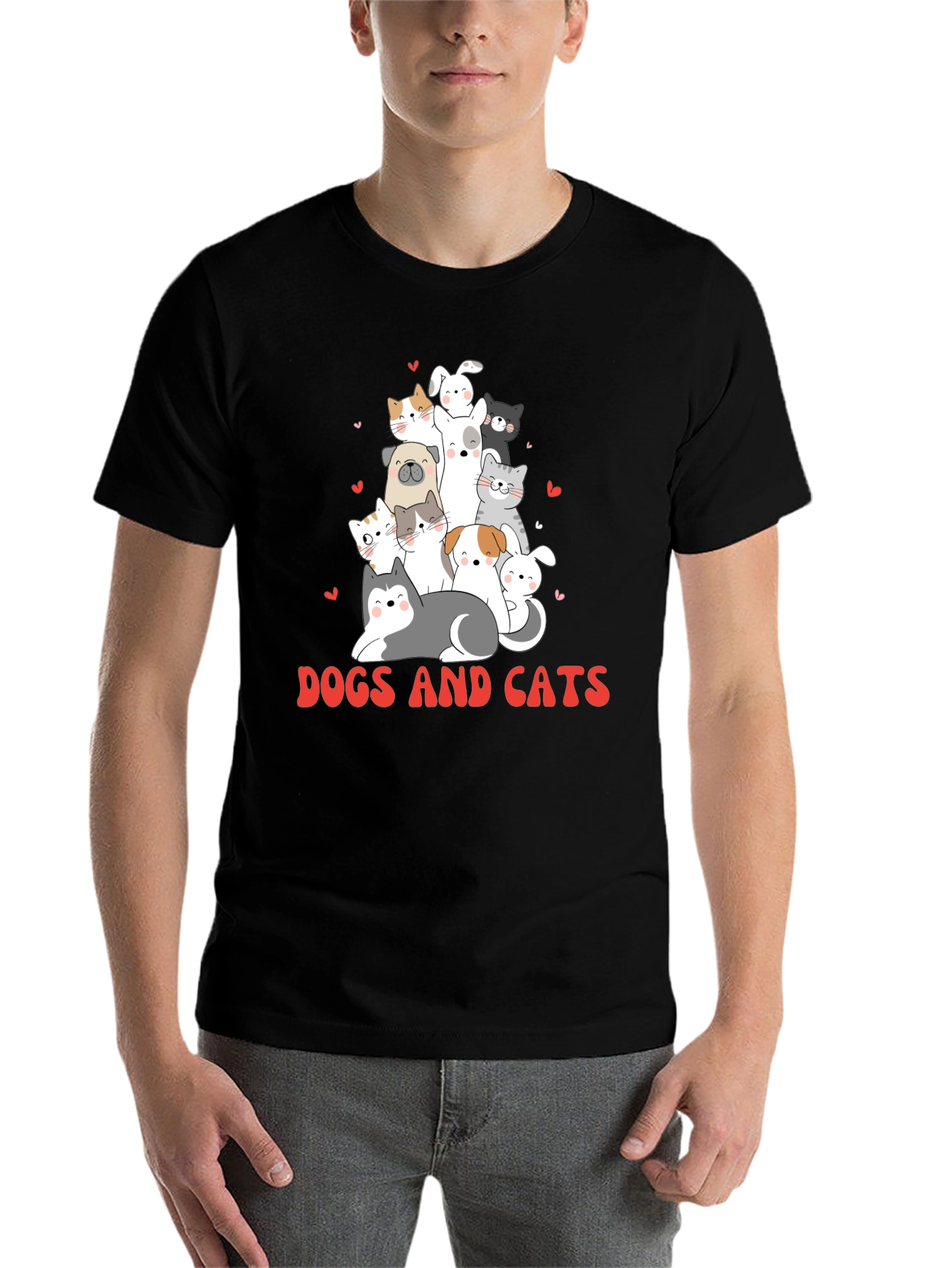 Cute Dogs and Cats Graphic T-Shirt - 7