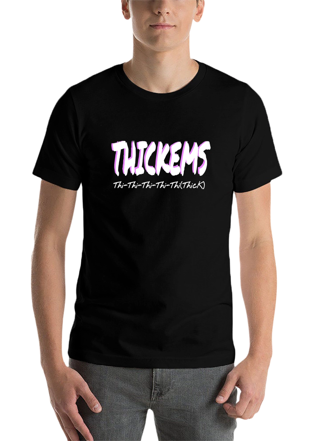 Black Thickems Graphic T-Shirt - Thi-Thi-Thi-Thi(Thick) view 7