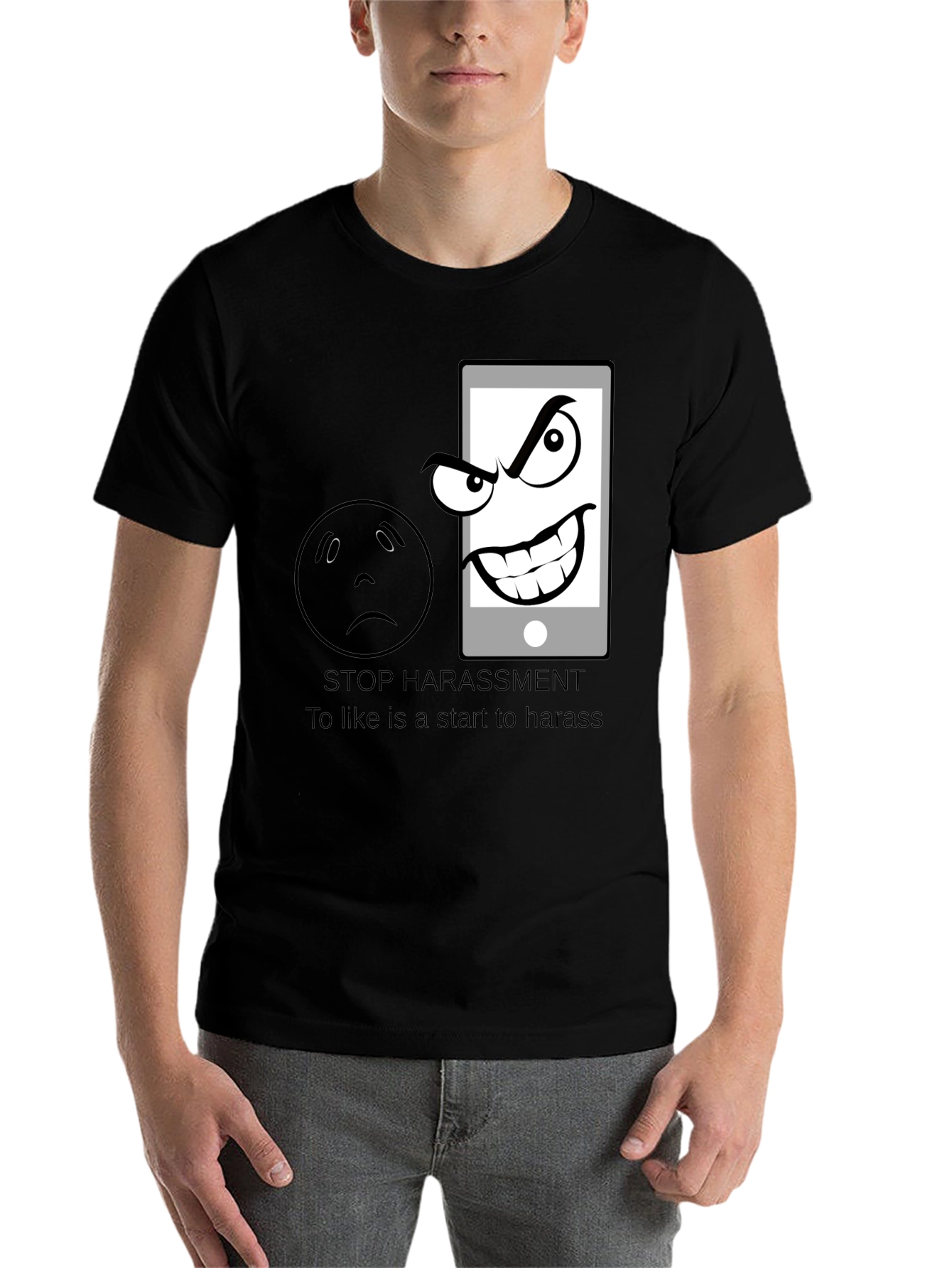 Black Stop Harassment Graphic T-Shirt view 7