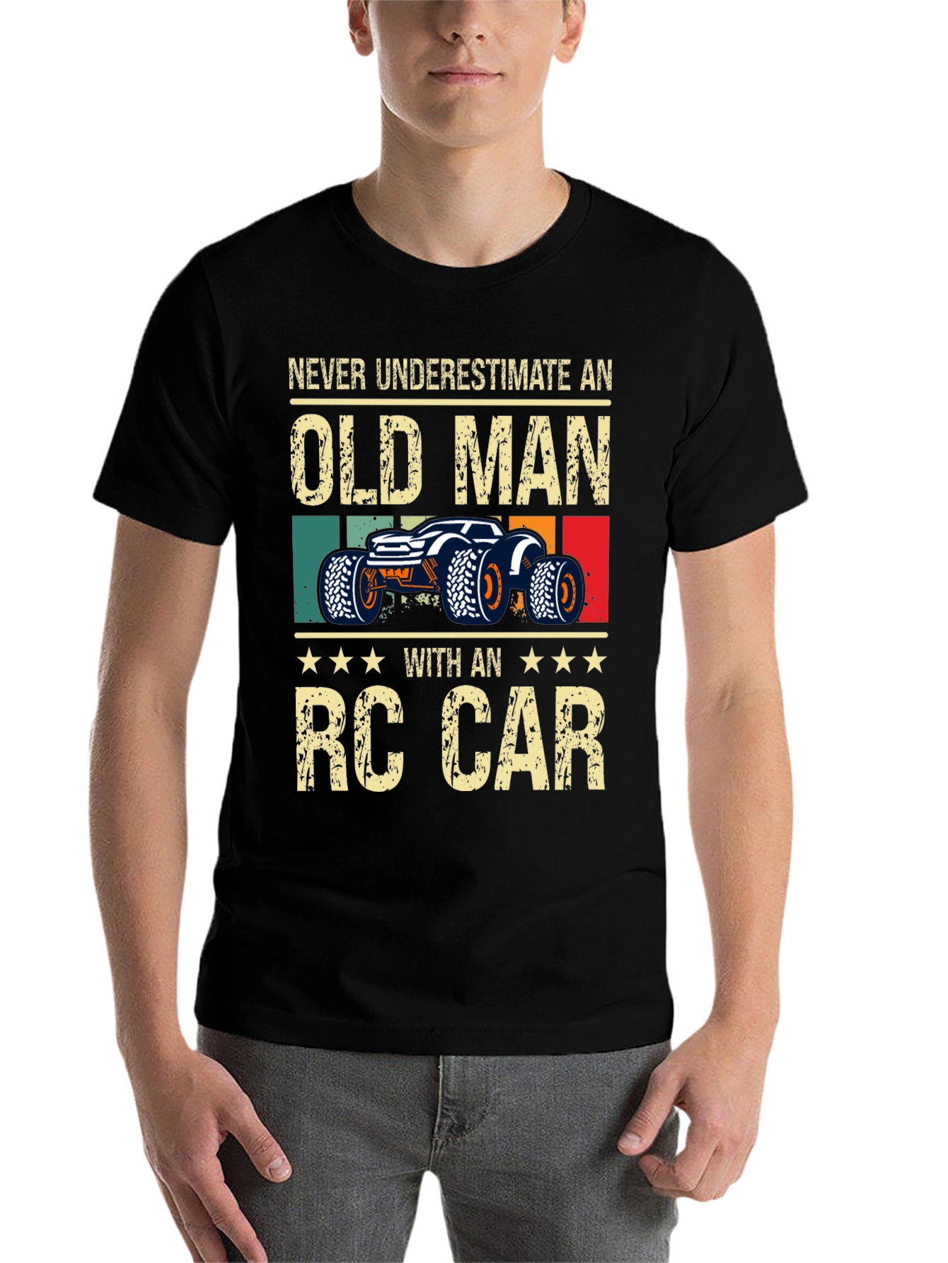 Black Old Man RC Car T-Shirt - Fun Hobby Tee view 7