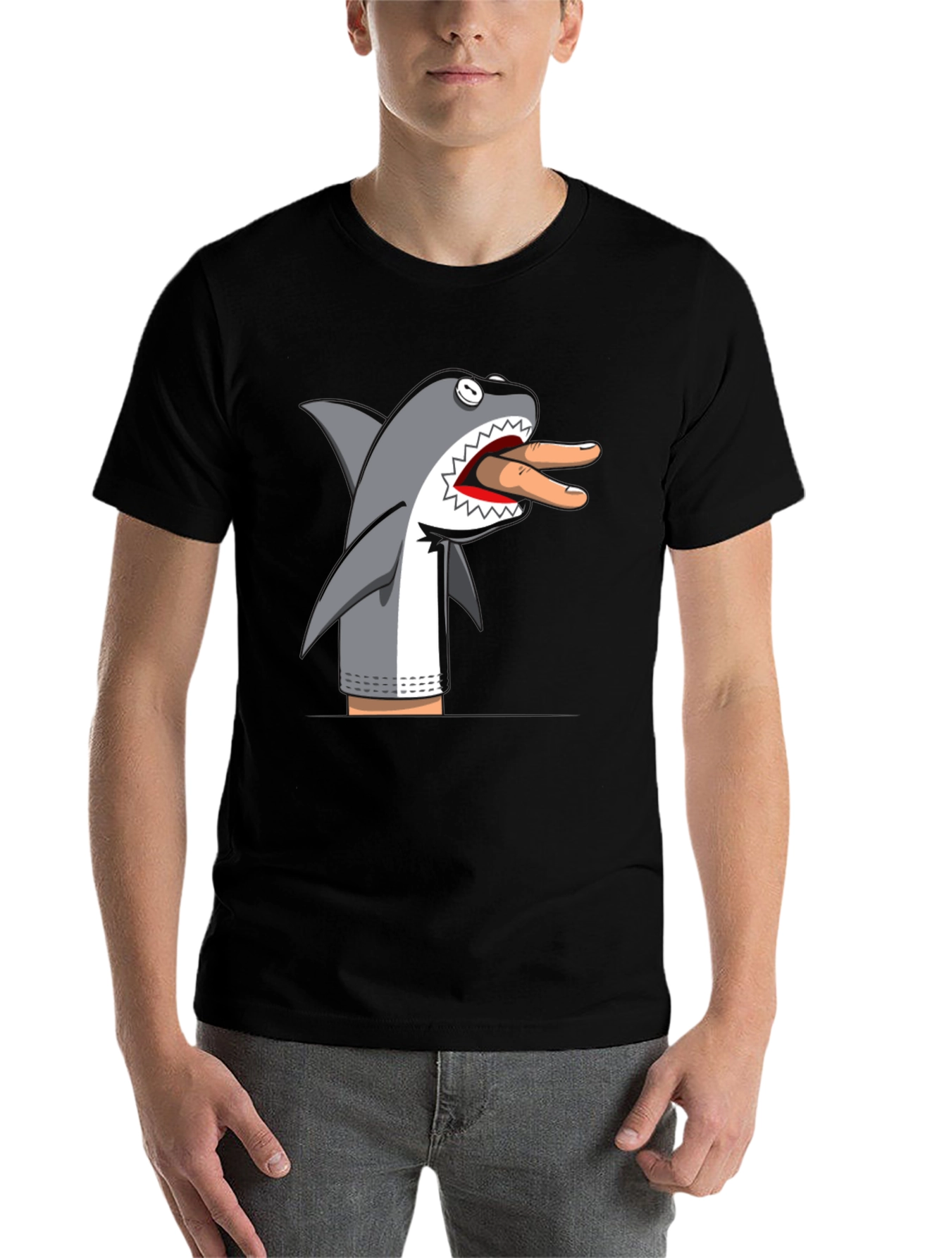 Black Shark Puppet Graphic T-Shirt view 7