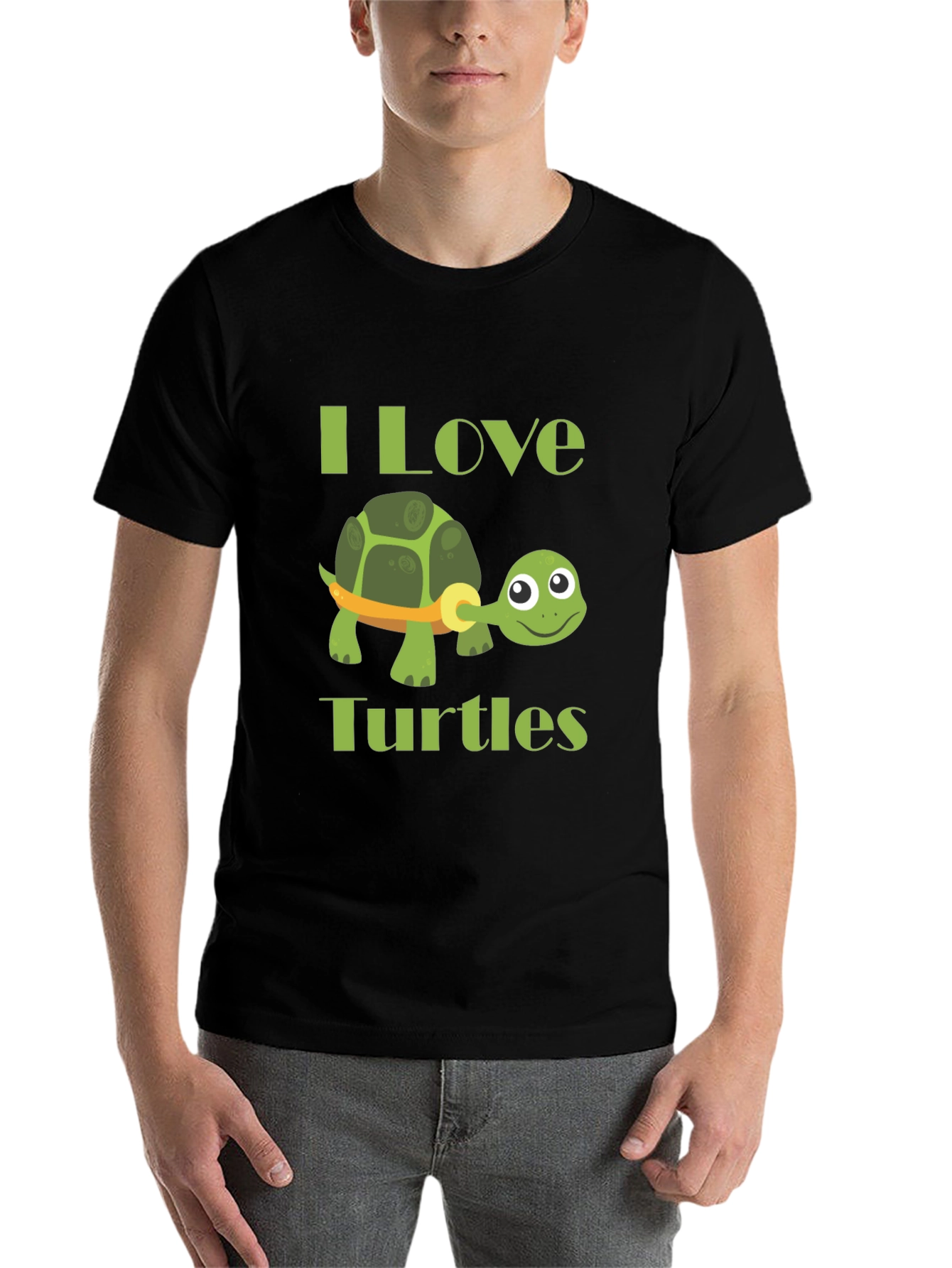 Black I Love Turtles Graphic T-Shirt view 7
