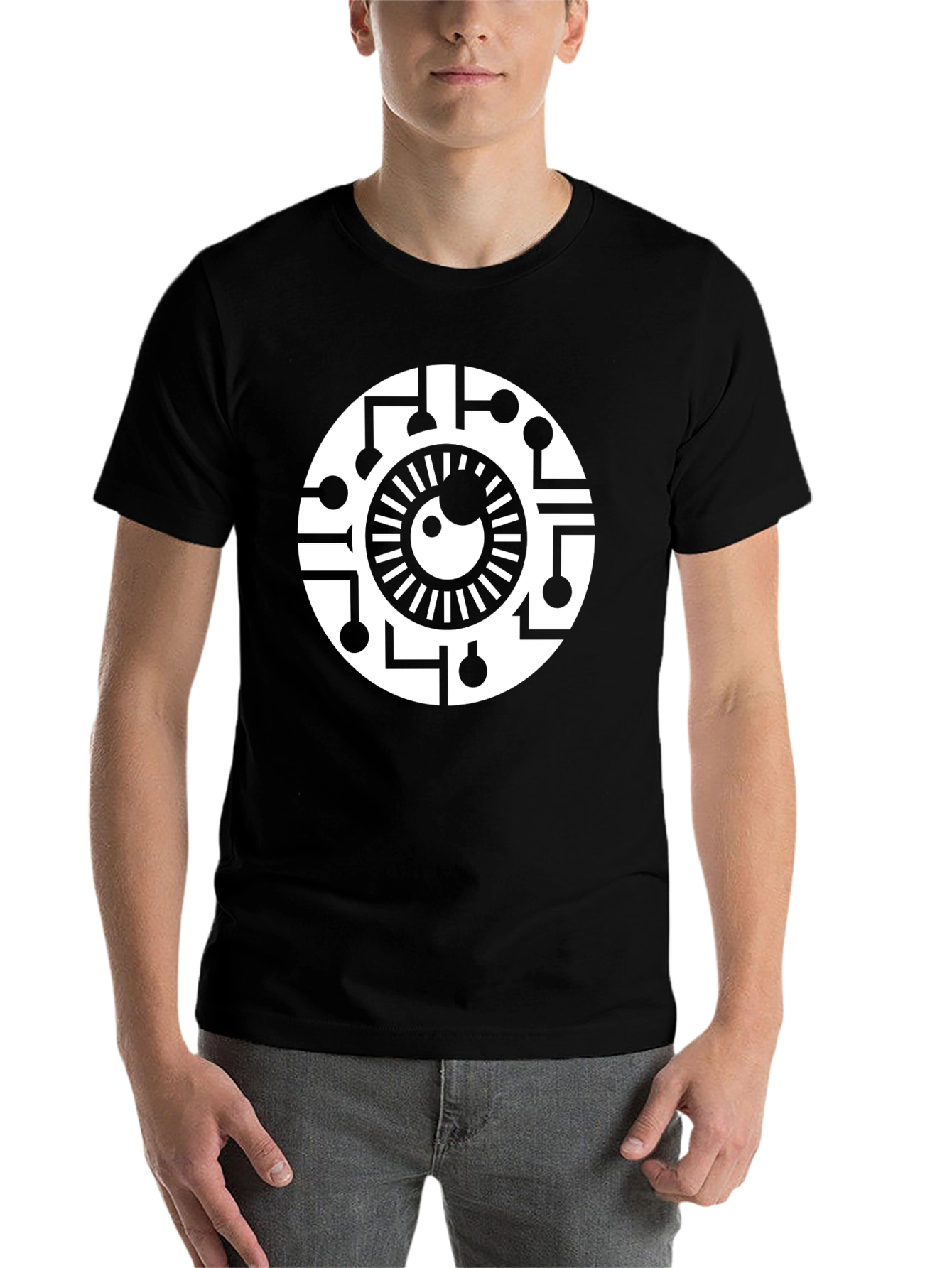 Black Cyber Eye T-Shirt - Futuristic Graphic Tee view 7