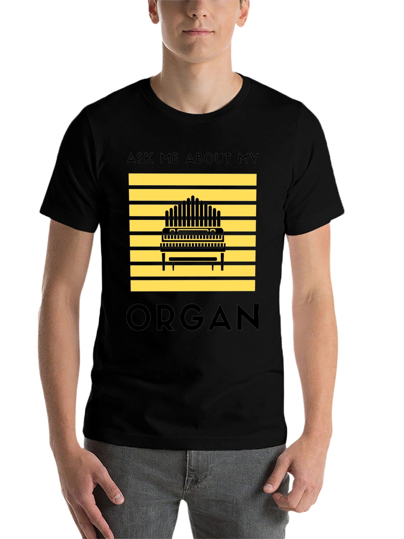 Black Ask Me About My Organ Black T-Shirt view 7