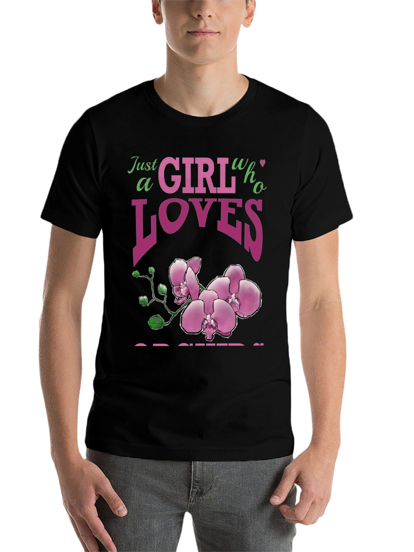 Black Orchid Lover Graphic Tee - Just a Girl Who Loves Orchids view 7