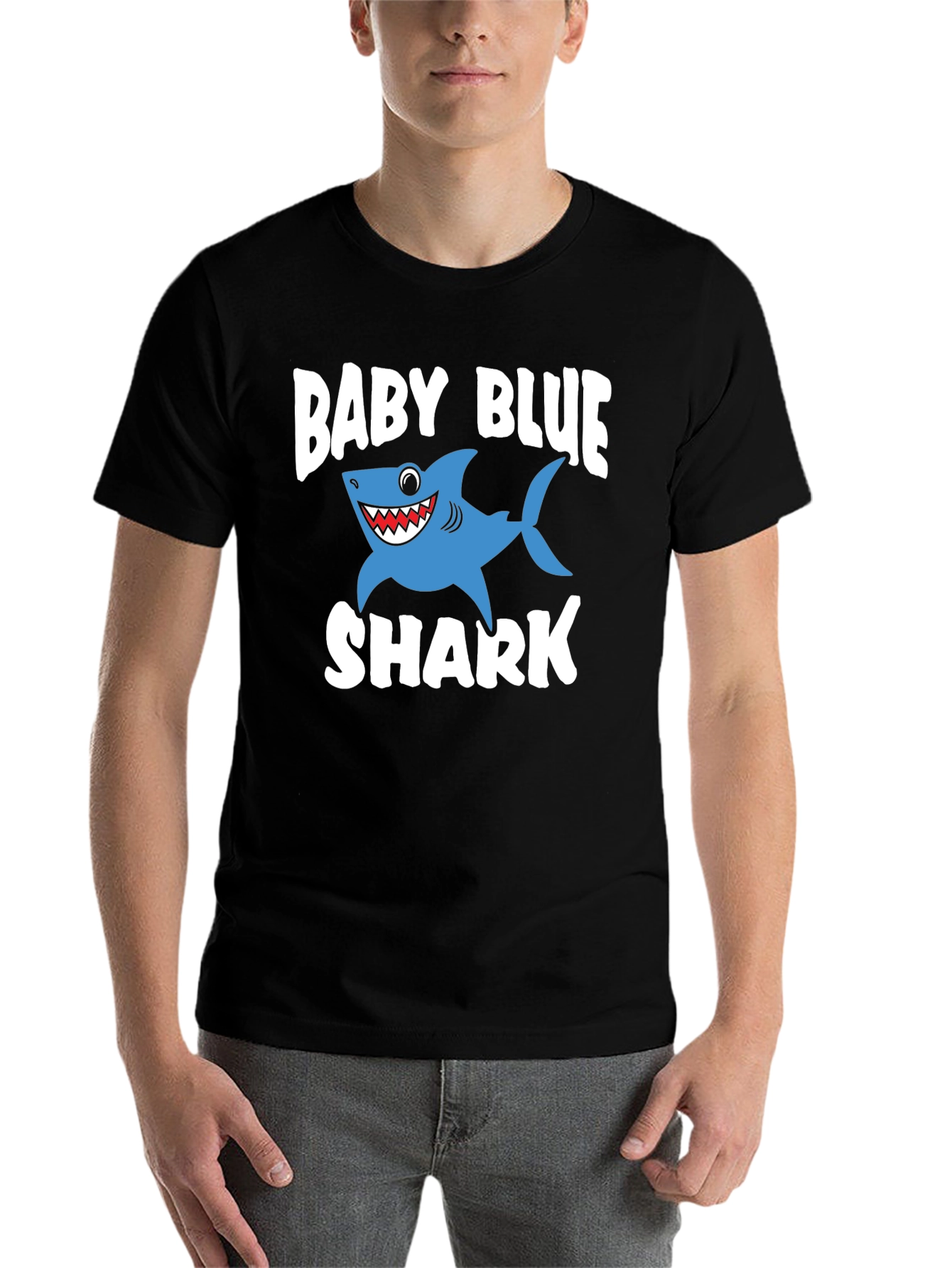 Black Baby Blue Shark Graphic T-Shirt view 7