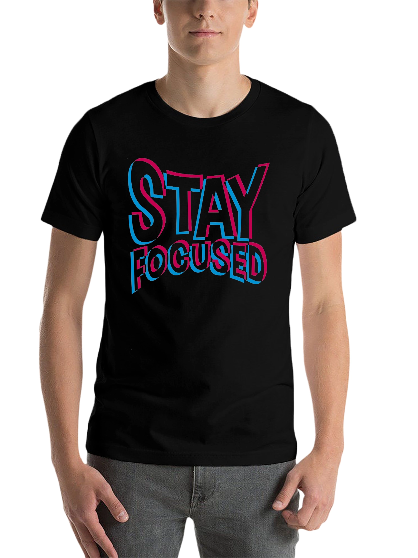 Black Stay Focused Graphic T-Shirt - Men's Black Tee view 7