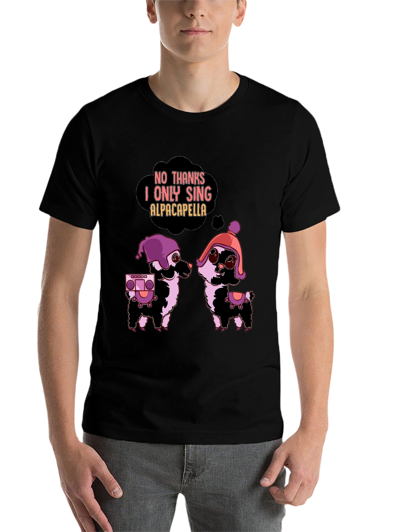 Black Alpacapella Funny Graphic Tee view 7