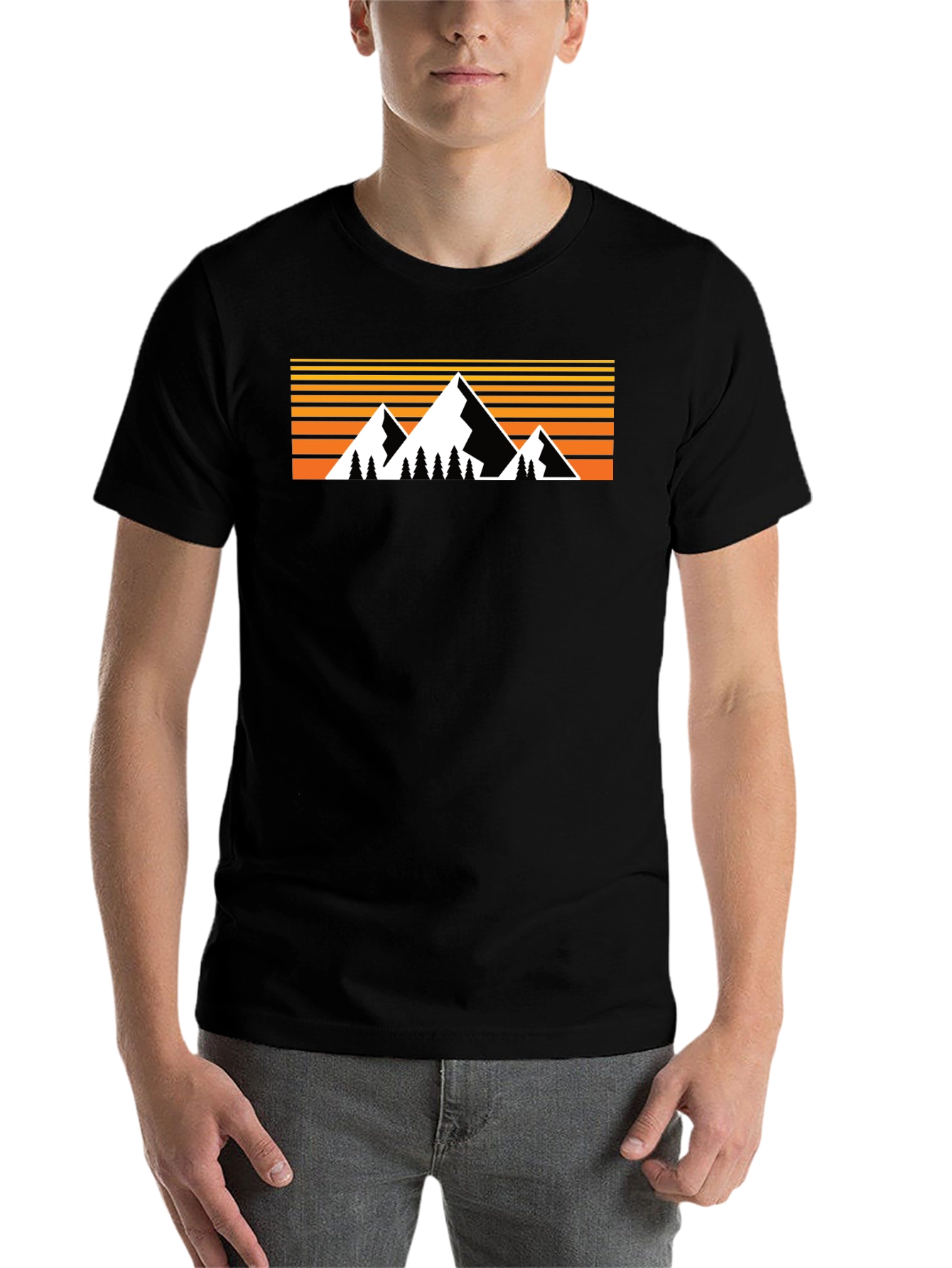 Black Mountain Sunset Graphic T-Shirt - Nature Inspired Design view 7