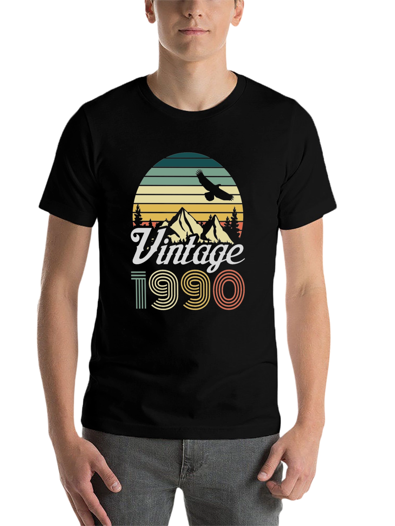 Black Vintage 1990 T-Shirt Retro Style Birthday Gift view 7