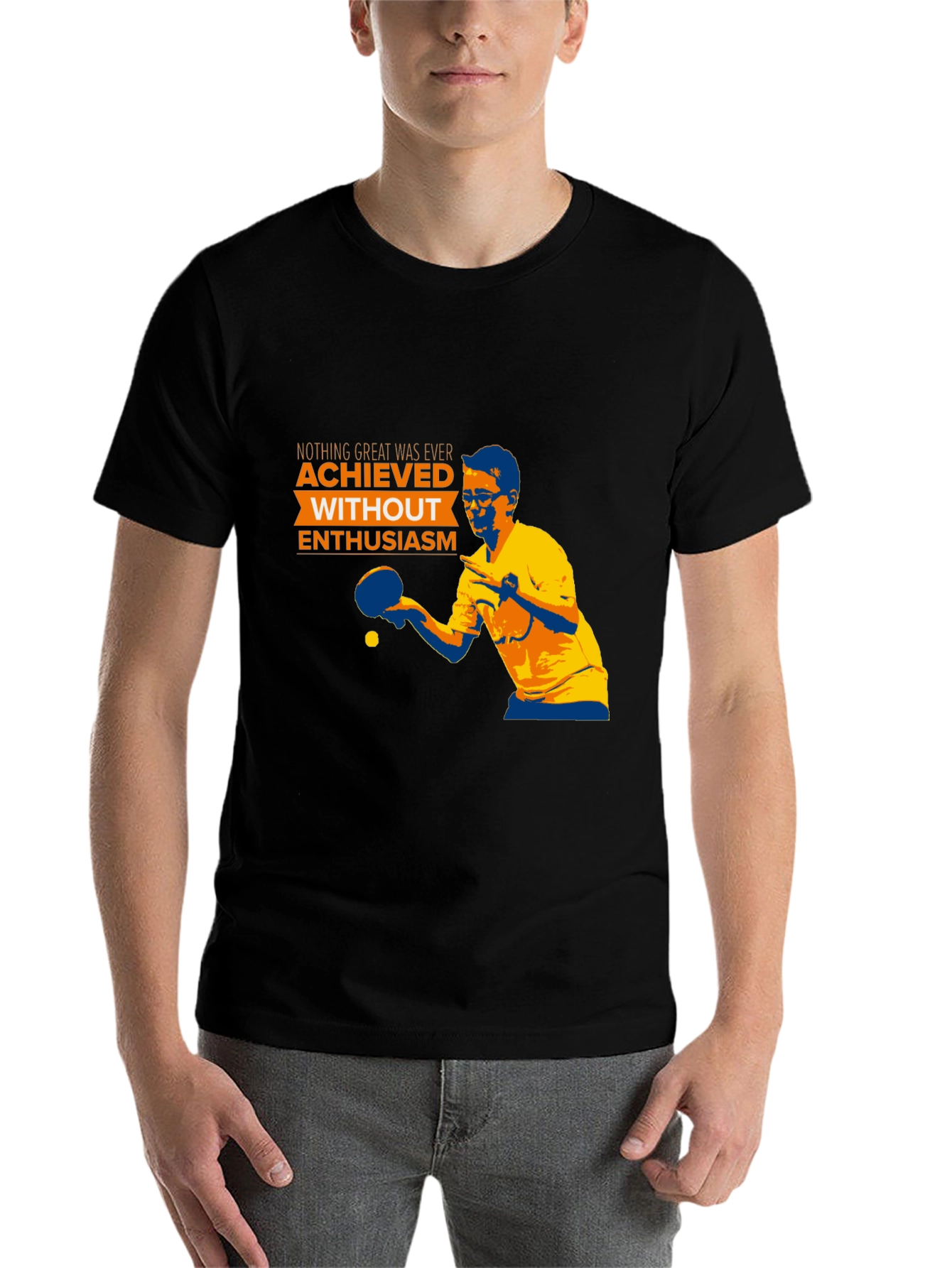 Black Enthusiastic Table Tennis Player T-Shirt view 7