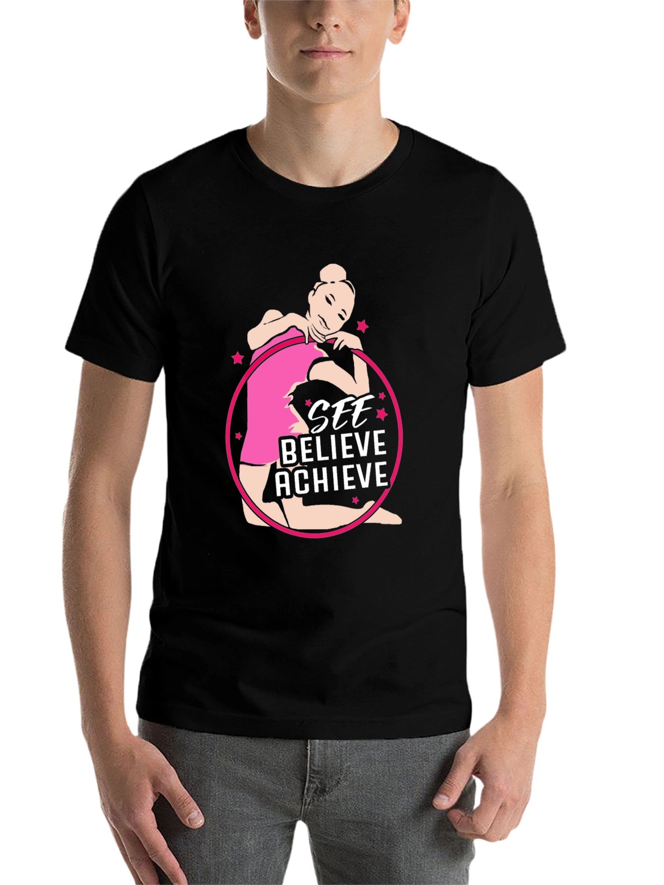 Black See Believe Achieve Gymnast Tee view 7