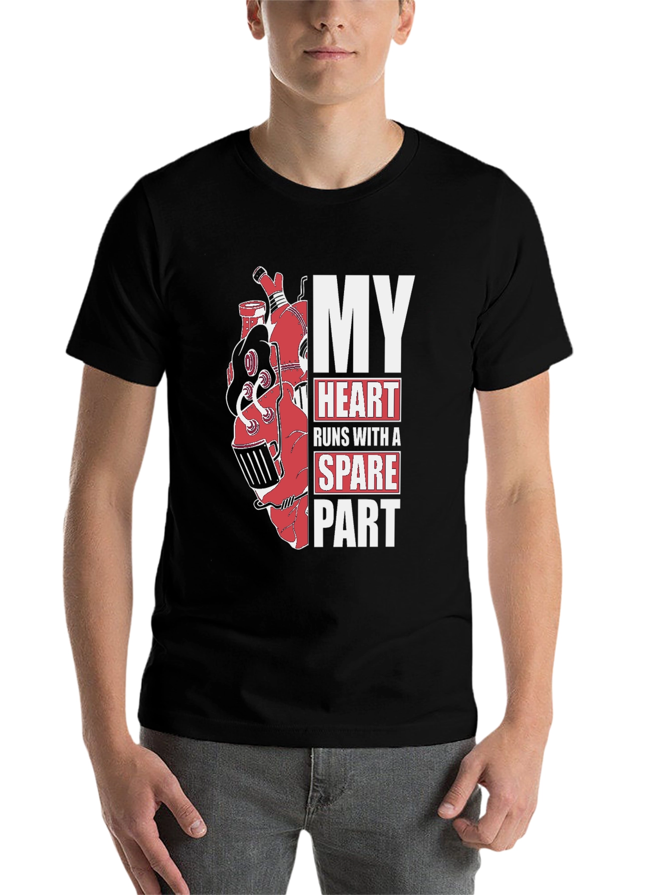 Black My Heart Runs With A Spare Part Graphic T-Shirt view 7