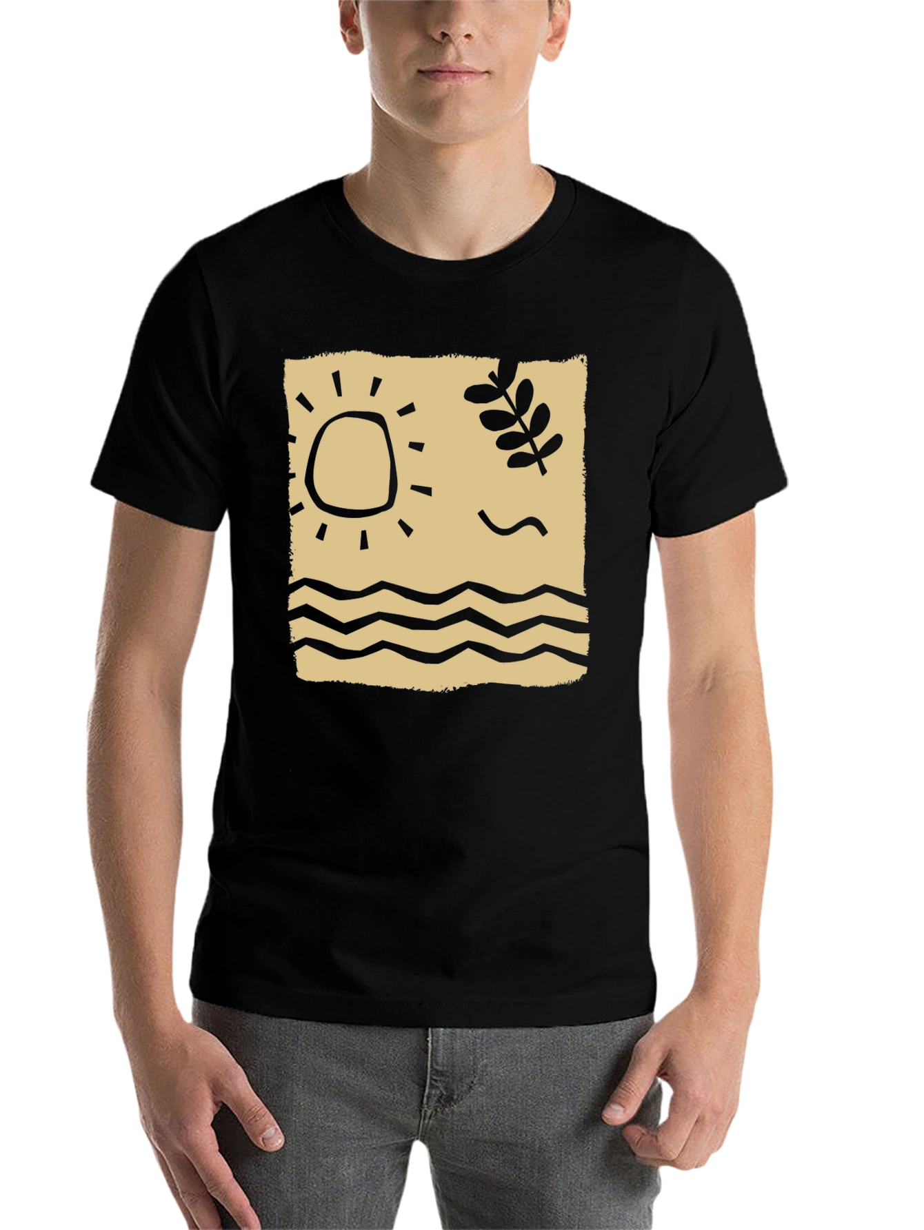 Black Retro Beach Graphic T-Shirt, Black view 7