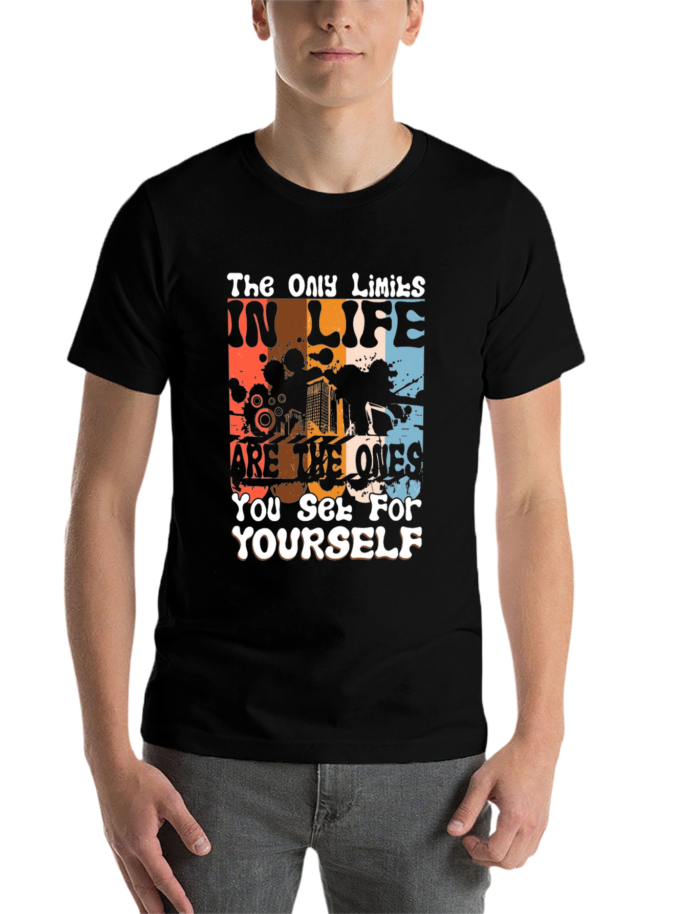 Black Inspirational Graphic Tee: The Only Limits T-Shirt view 7