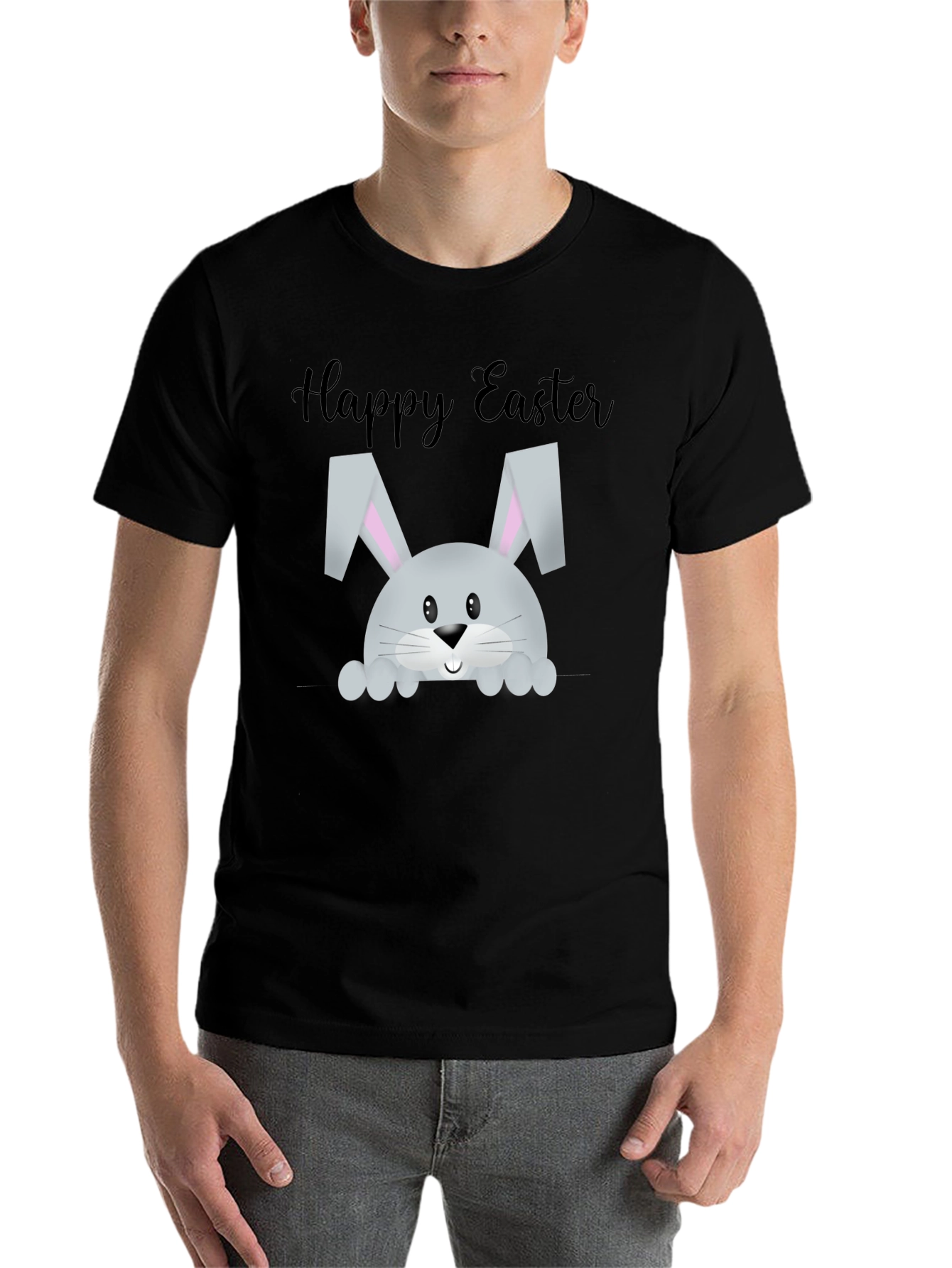 Black Happy Easter Bunny T-Shirt view 7
