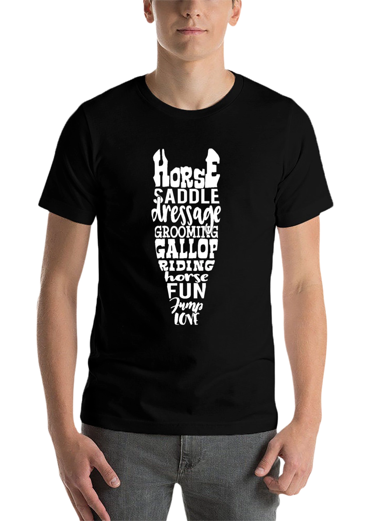 Black Equestrian Words T-Shirt, Horse Riding Tee view 7