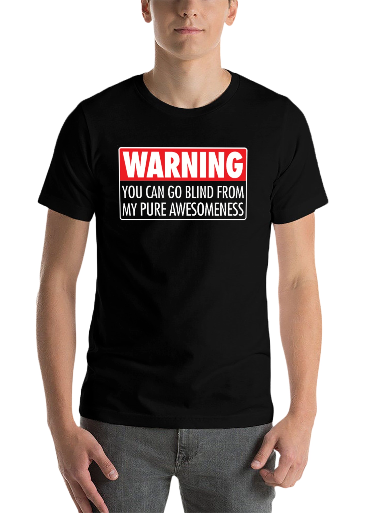 Black Warning: Pure Awesomeness Graphic Tee view 7