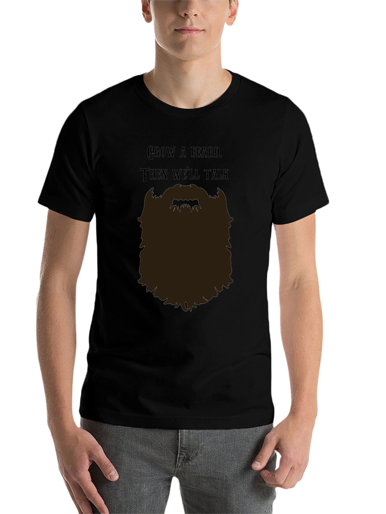 Black Grow a Beard T-Shirt - Funny Bearded Man Tee view 7