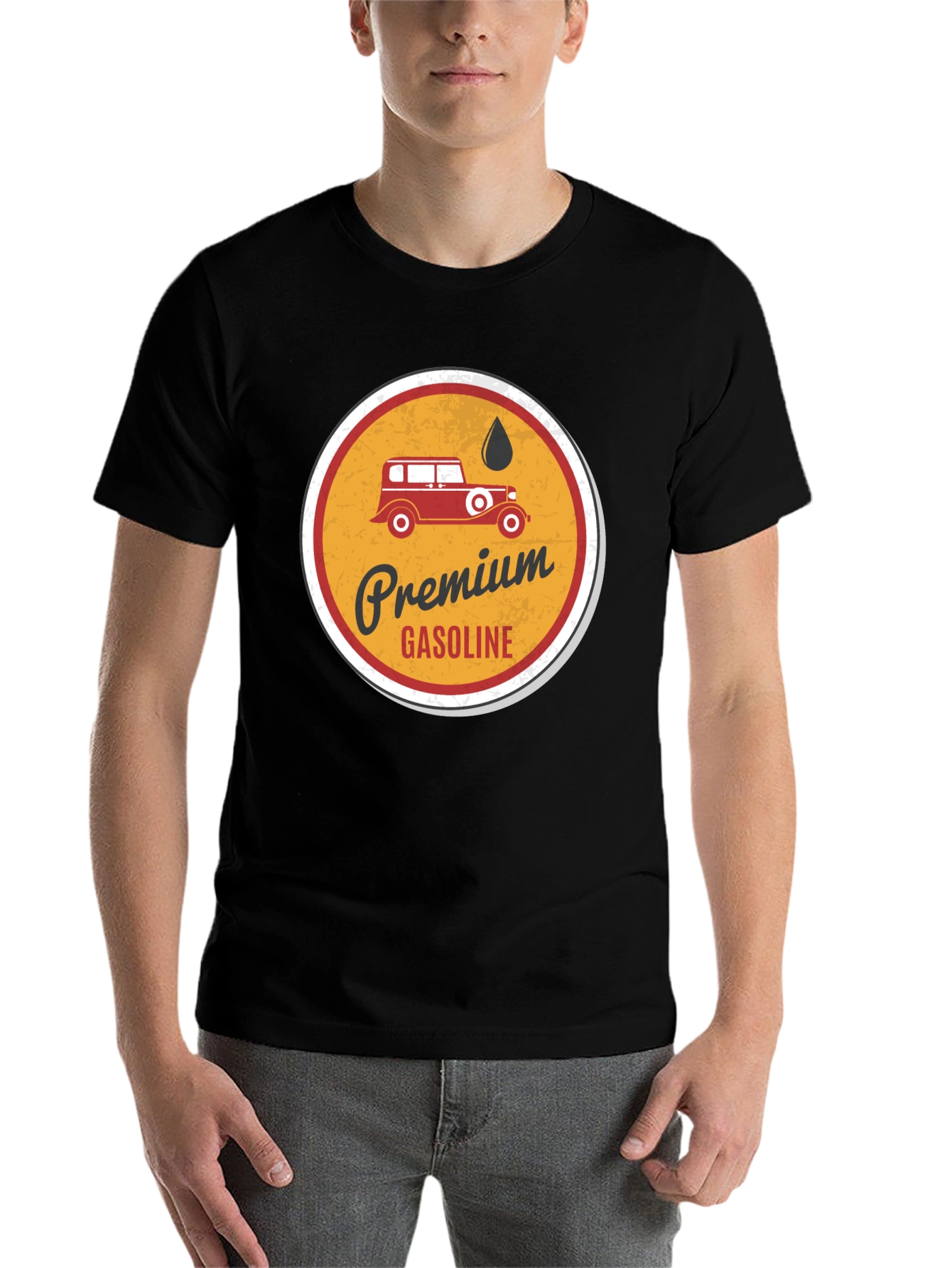 Black Premium Gasoline Vintage Car T-Shirt view 7