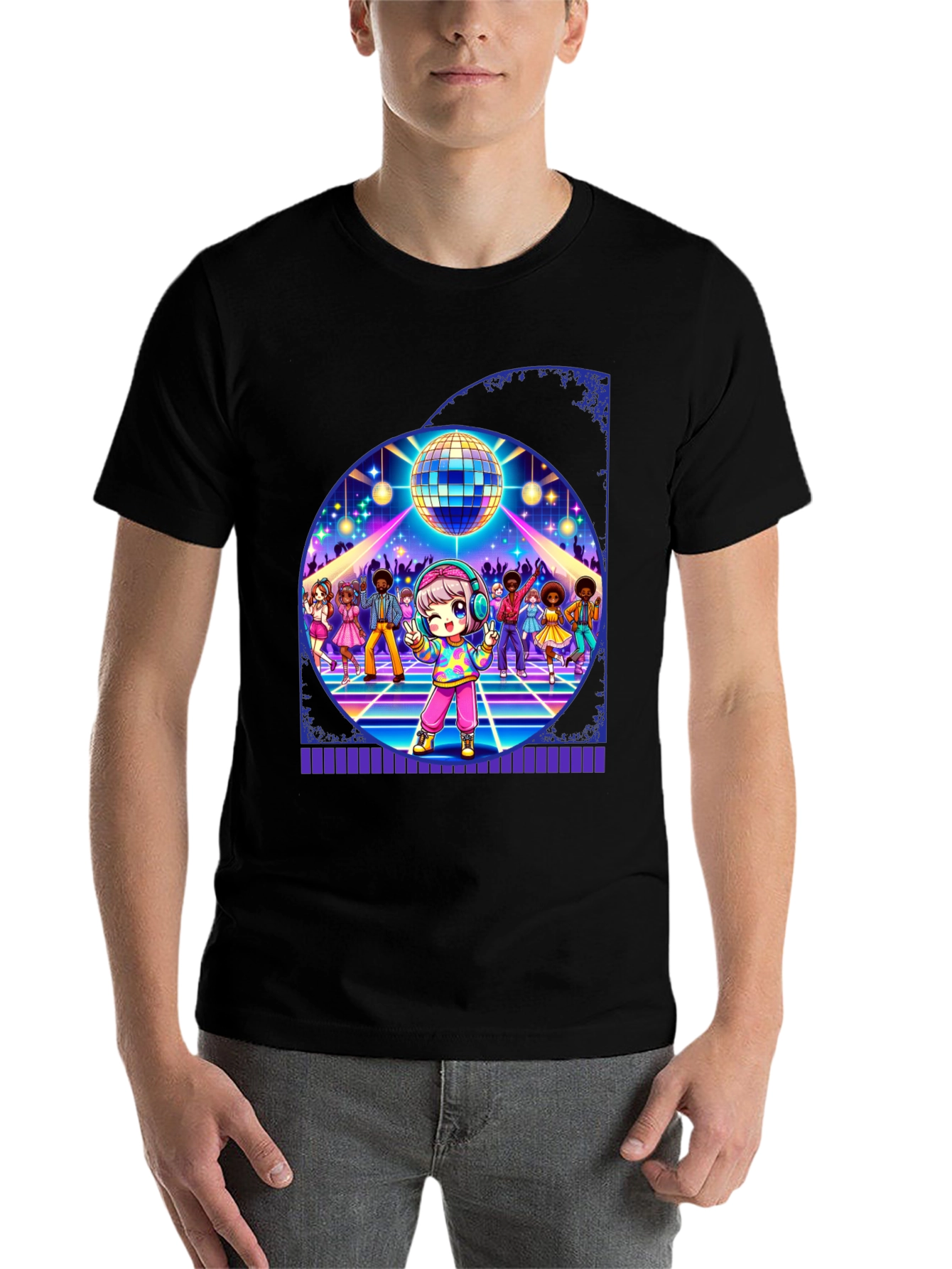 Black Retro Disco Dance T-Shirt view 7