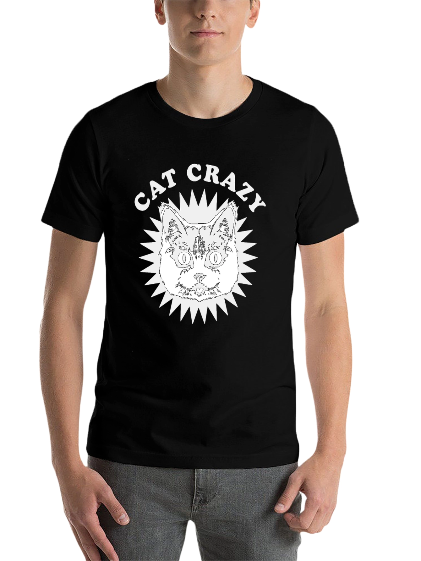 Black Cat Crazy Graphic Tee - Soft Cotton view 7