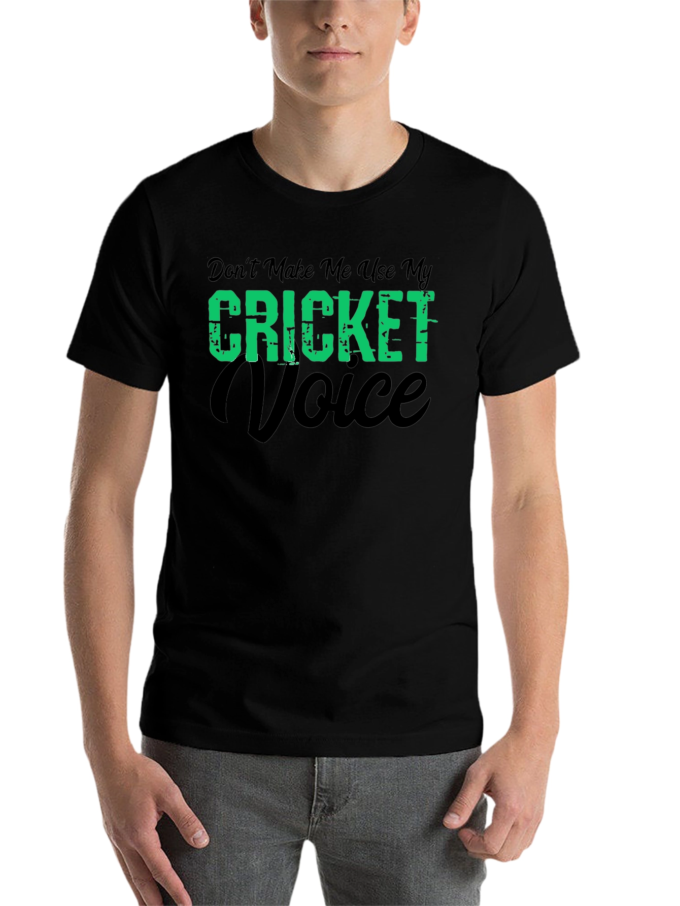 Black Cricket Voice T-Shirt - Funny Cricket Fan Tee view 7