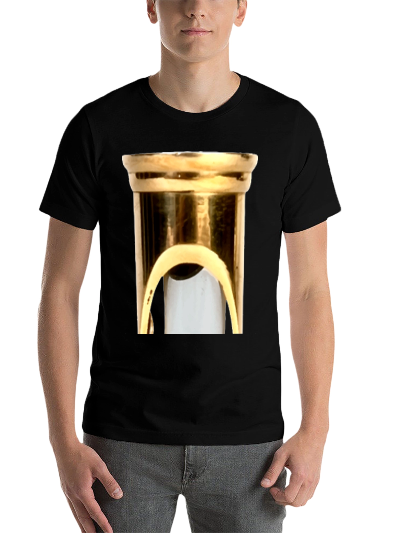 Black Abstract Brass Instrument Graphic Tee - Soft Cotton Blend view 7