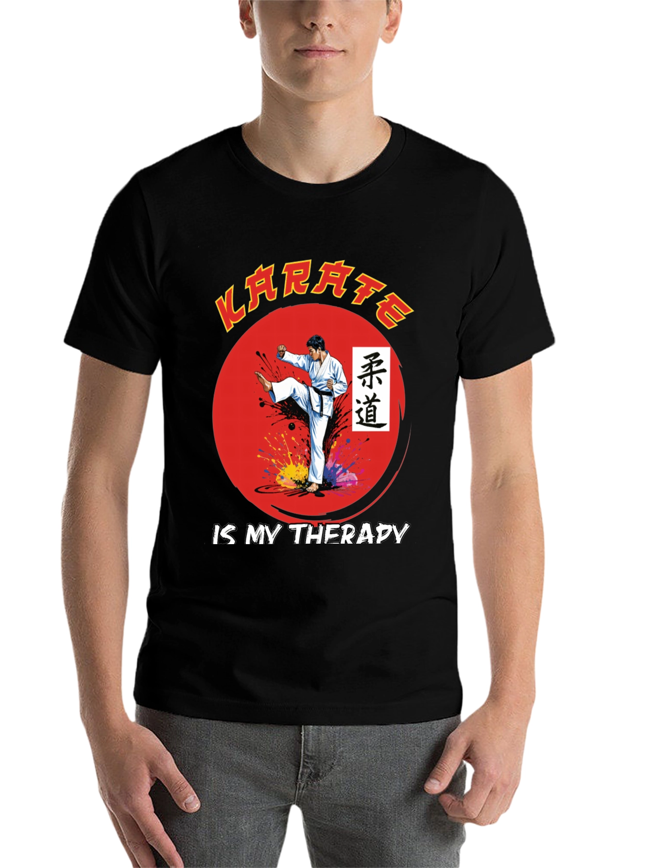 Black Karate is My Therapy Black T-Shirt view 7