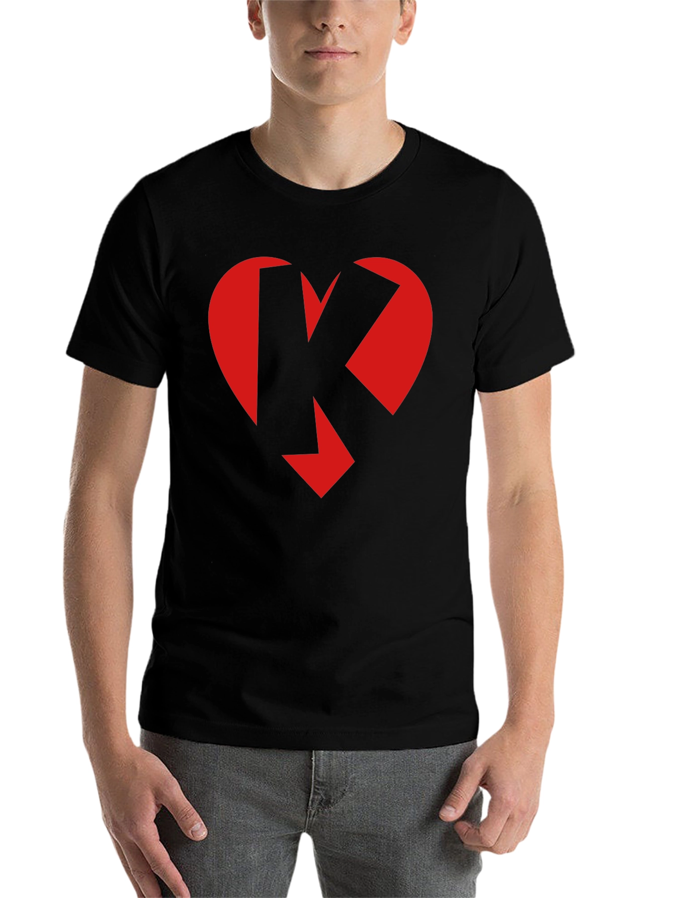 Black Heart K Graphic Tee - Black Crew Neck view 7
