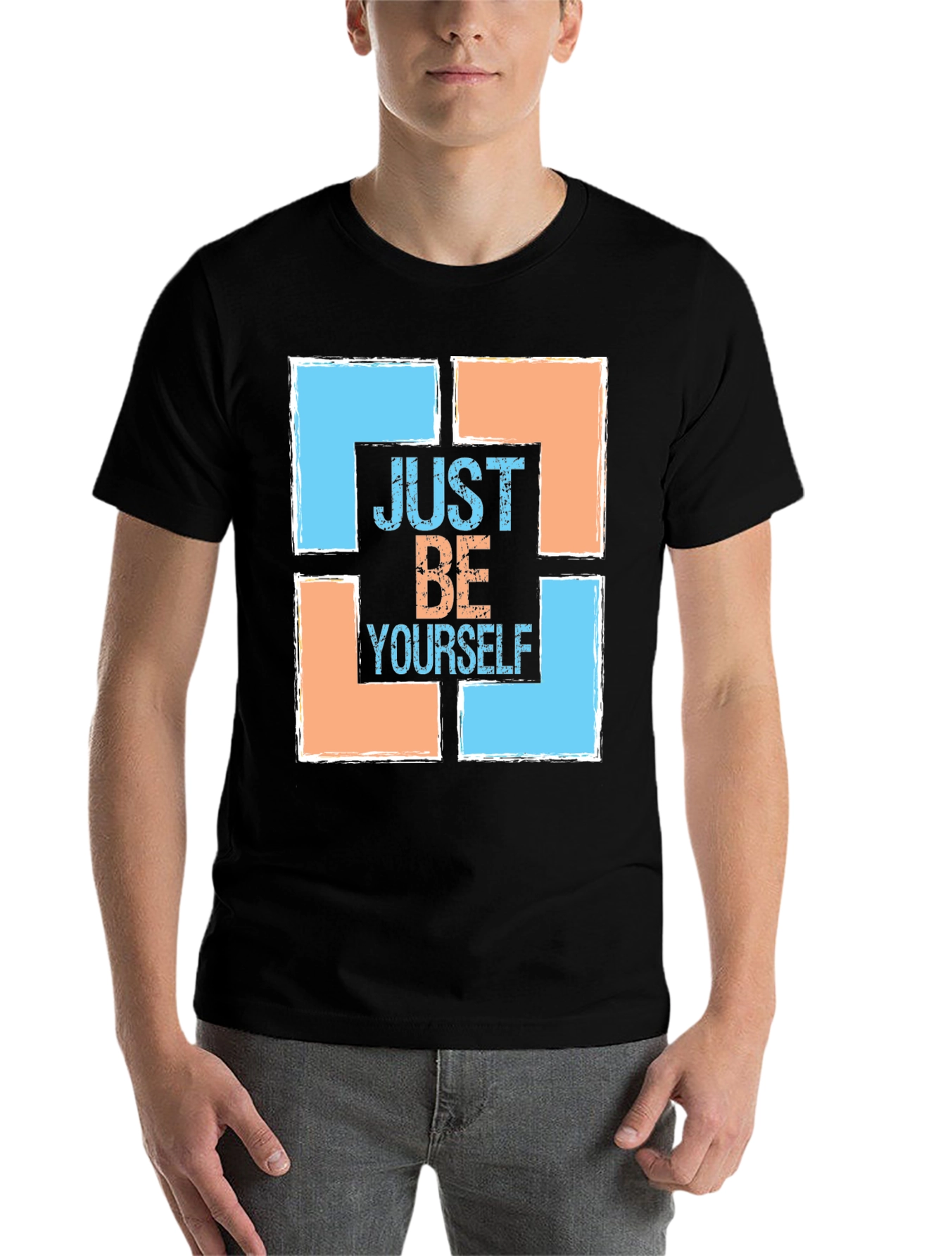 Black Just Be Yourself Graphic Tee - Trendy Style view 7