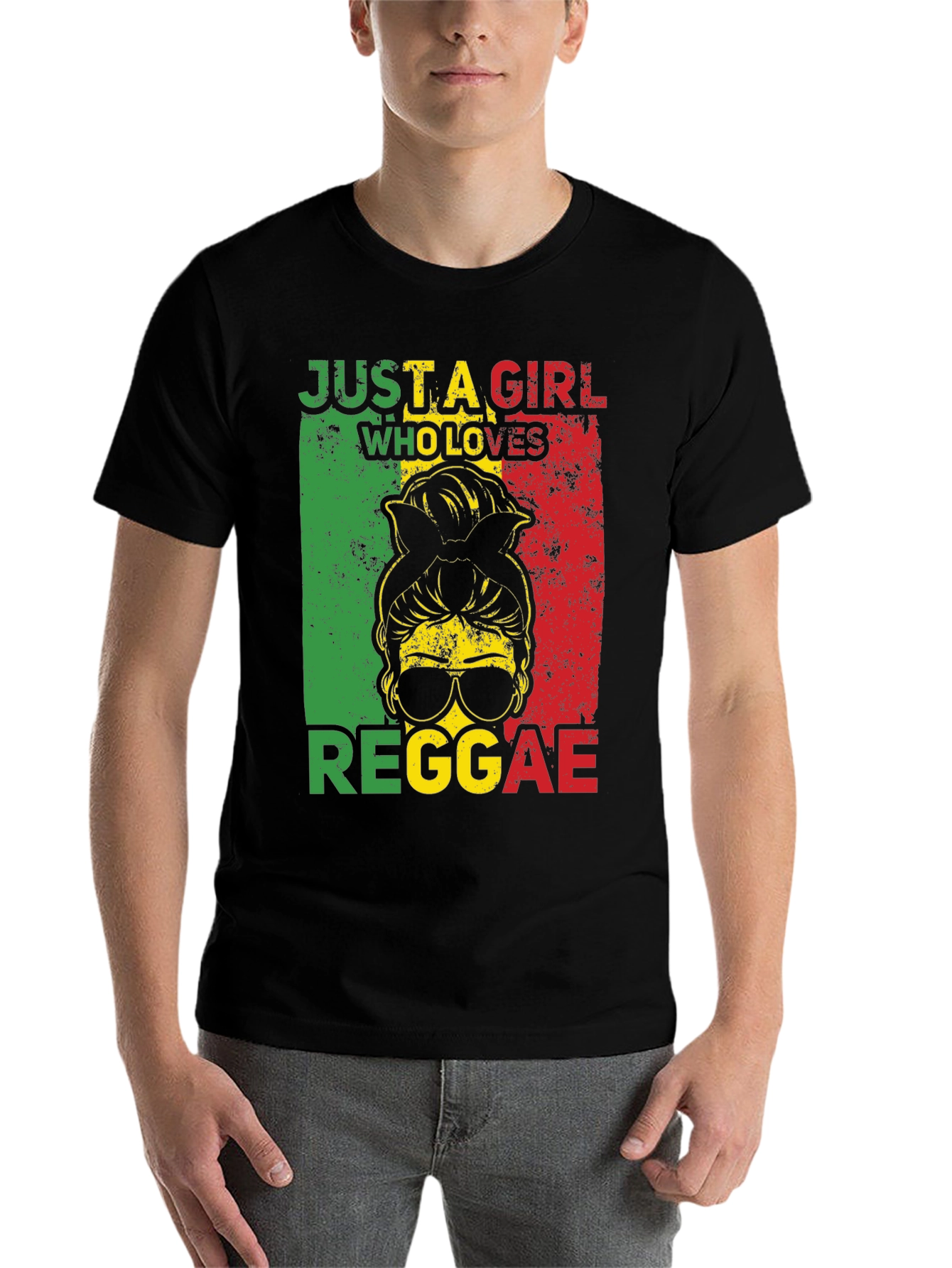 Black Reggae Girl Graphic Tee - Rastafarian Style view 7