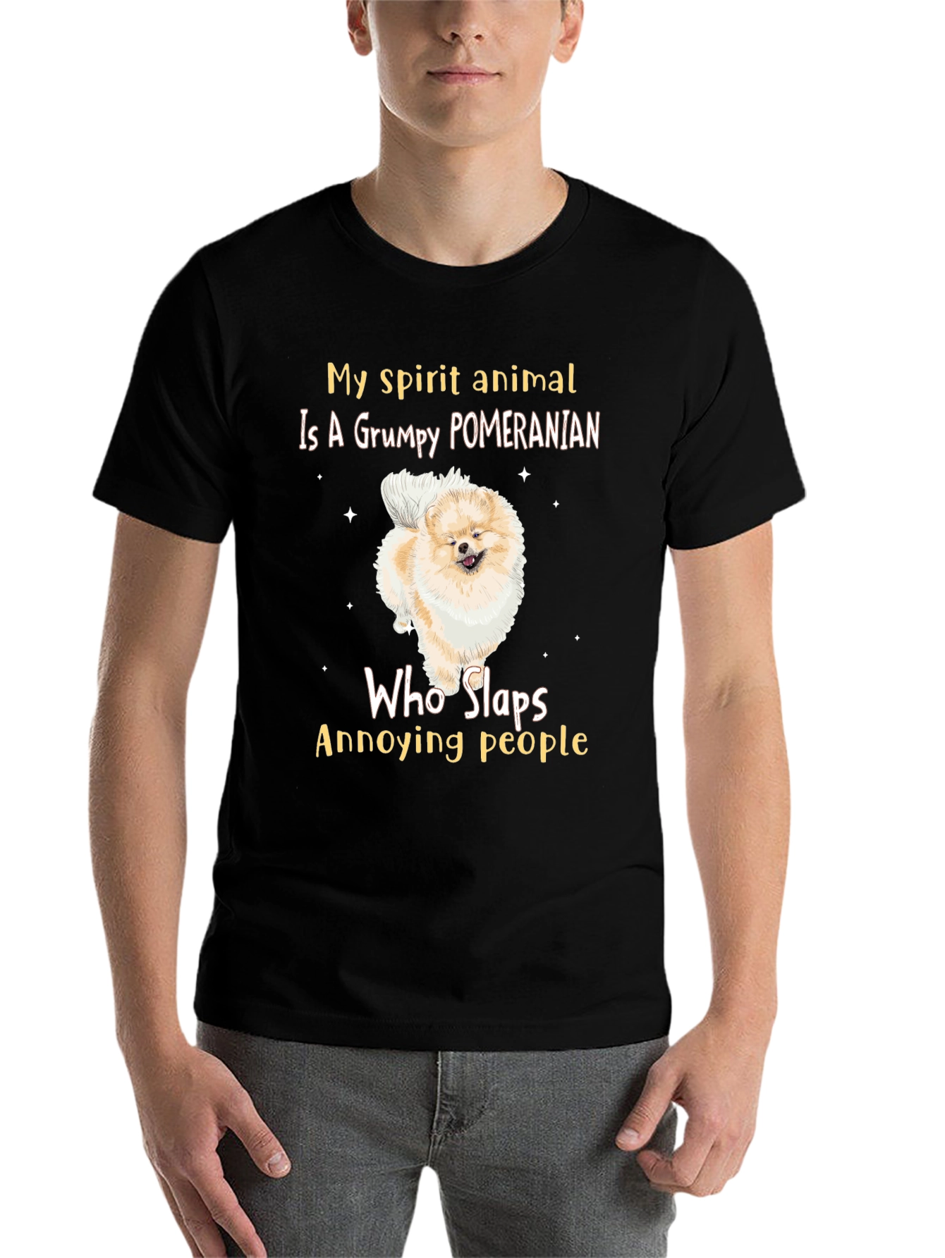 Grumpy Pomeranian Slaps People T-Shirt - 7