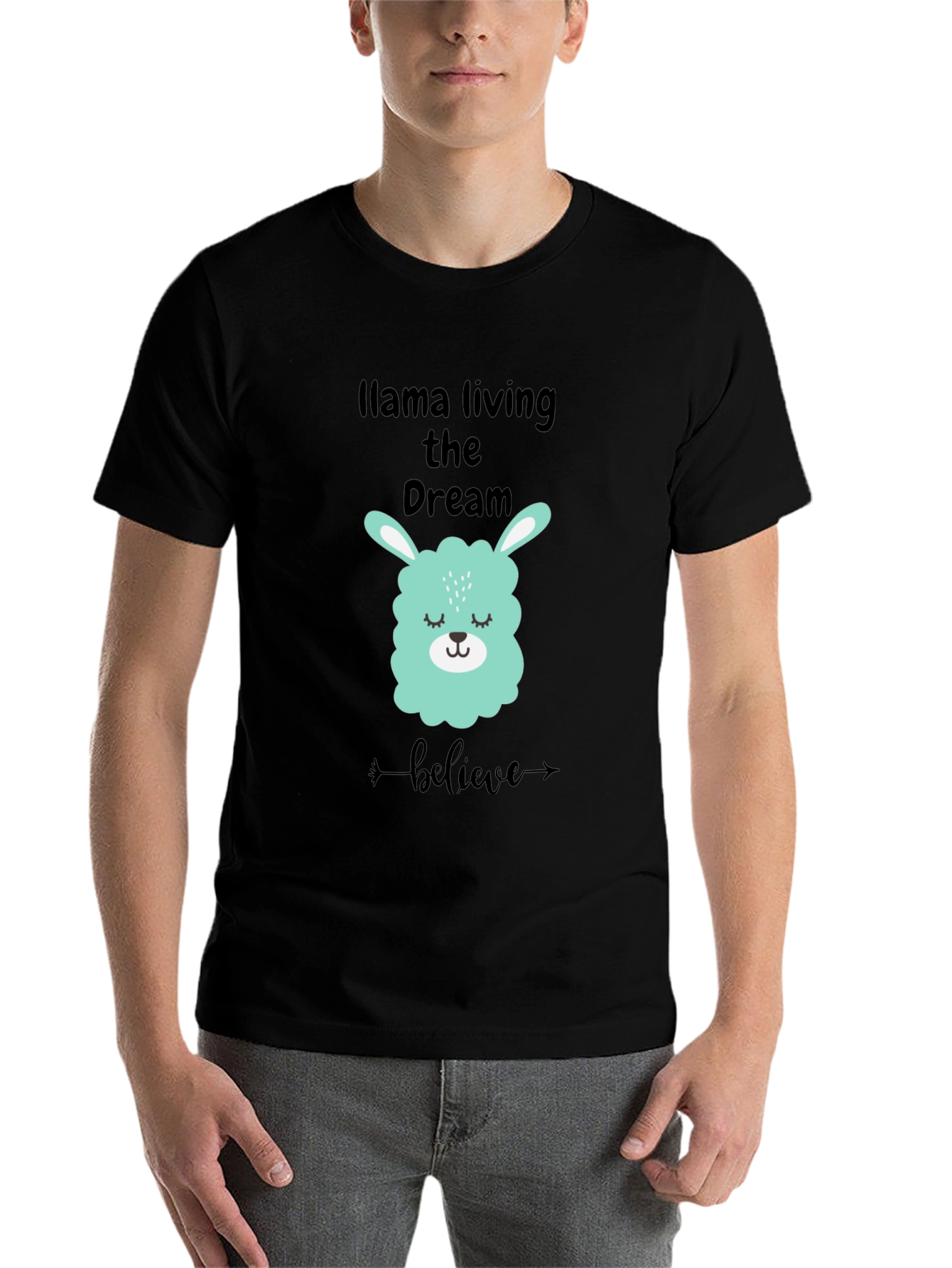 Black Llama Living the Dream Black Graphic Tee view 7