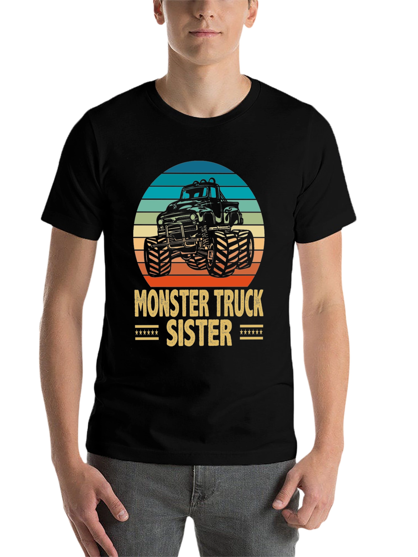 Black Monster Truck Sister Graphic Tee - Black Cotton Blend view 7