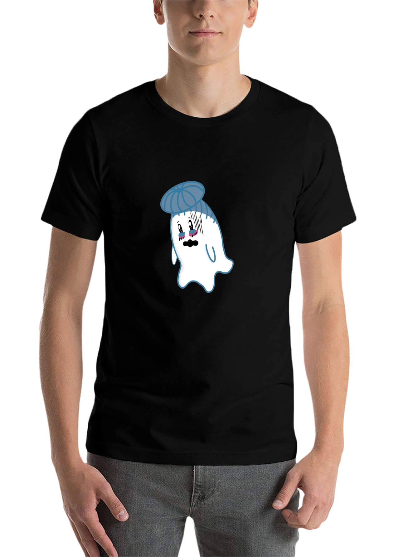 Black Ghost with Ice Pack T-Shirt - Funny Graphic Tee view 7