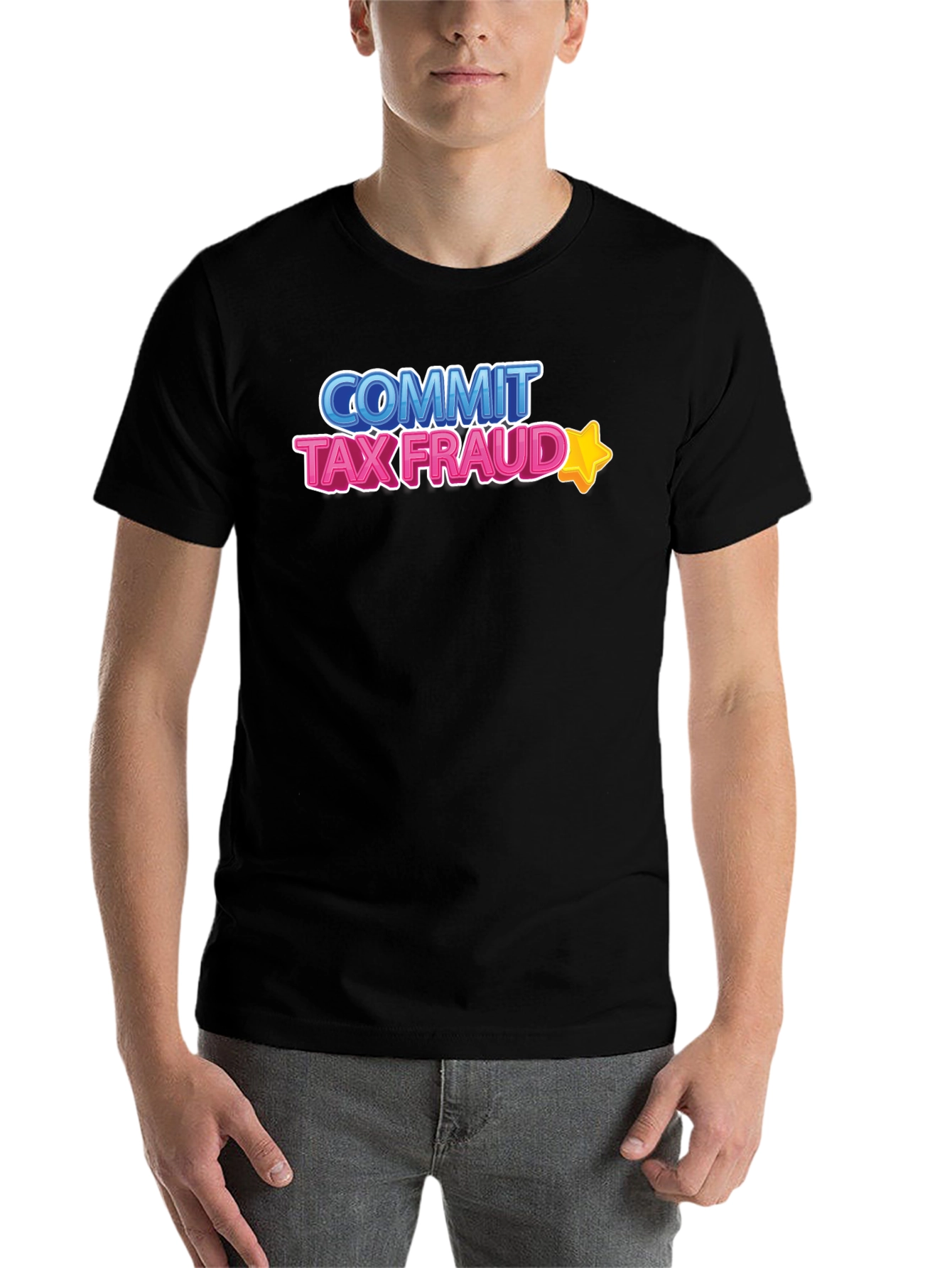 Black Commit Tax Fraud T-Shirt - Novelty Graphic Tee view 7