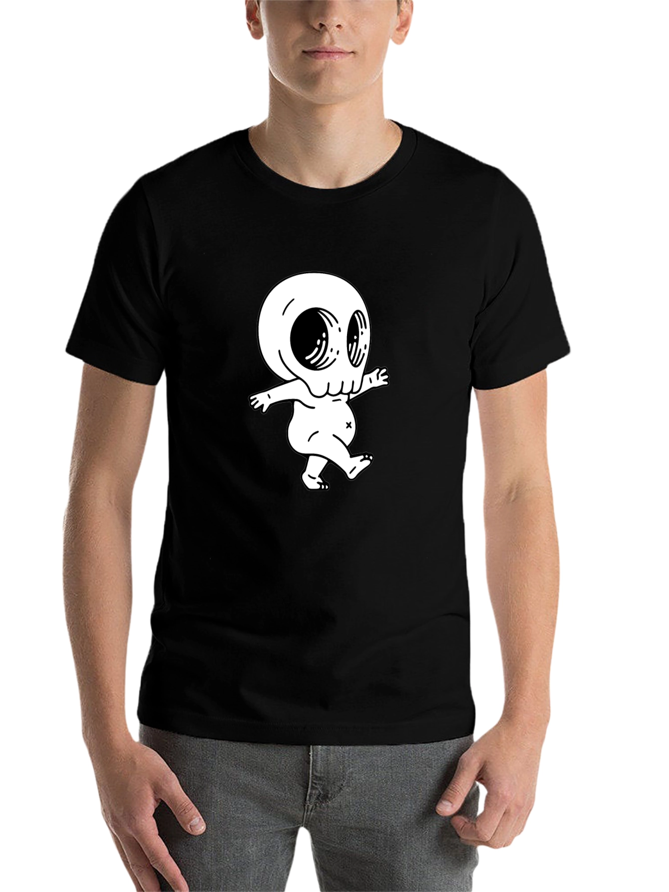 Black Cool Black Tee with Spooky Baby Skull view 7