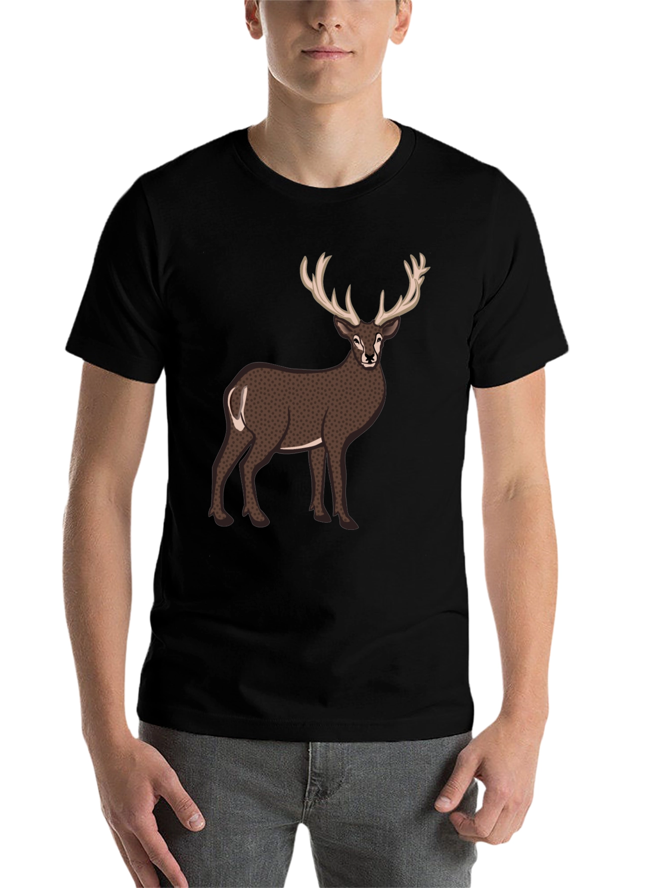 Black Deer Graphic T-Shirt - Men's Casual Tee view 7