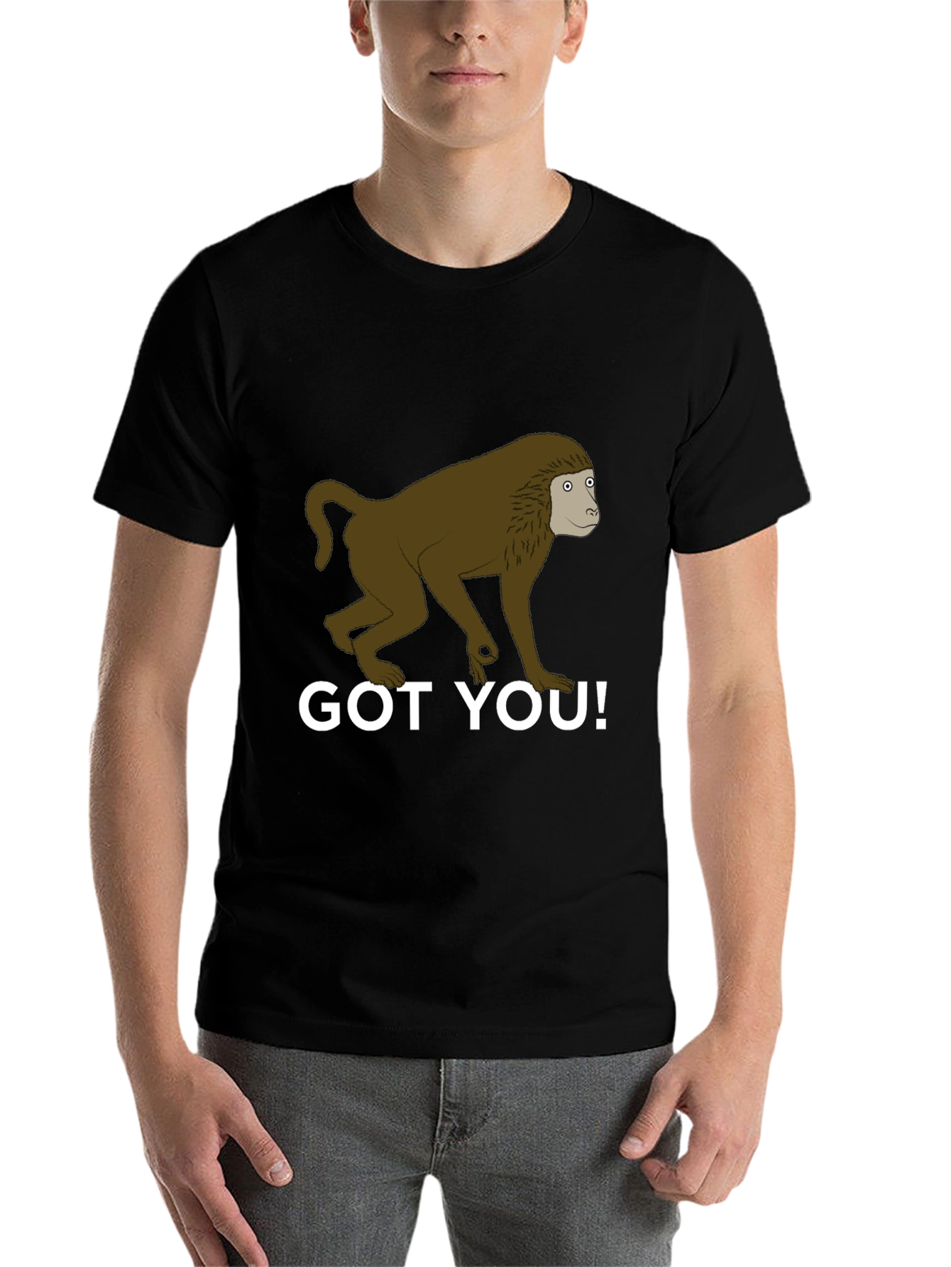 Black Got You! Monkey Graphic Tee - Novelty T-Shirt view 7
