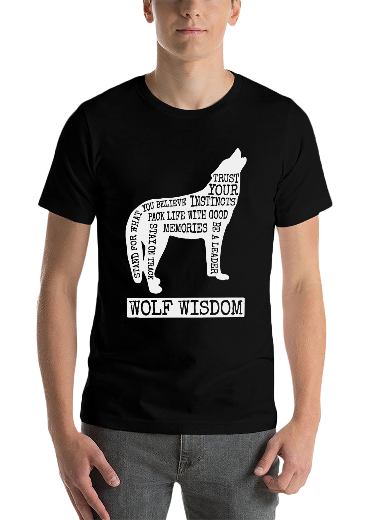Black Wolf Wisdom T-Shirt - Inspirational Graphic Tee view 7