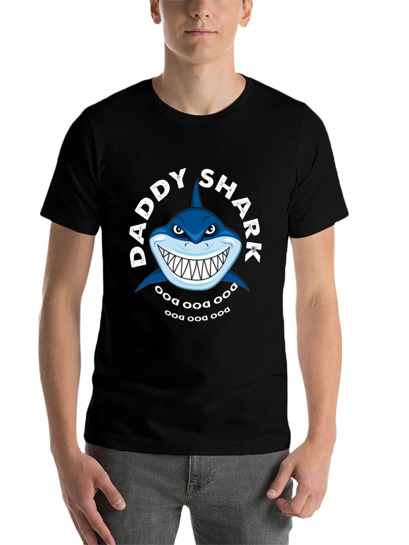 Black Daddy Shark Graphic T-Shirt view 7