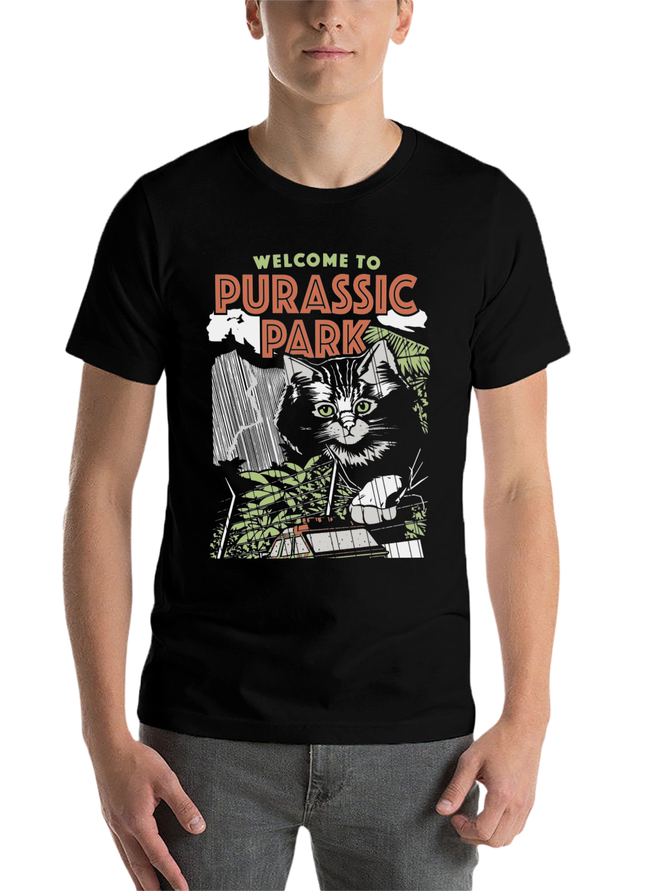 Black Purassic Park Black Graphic T-Shirt - Cat Lover Tee view 7