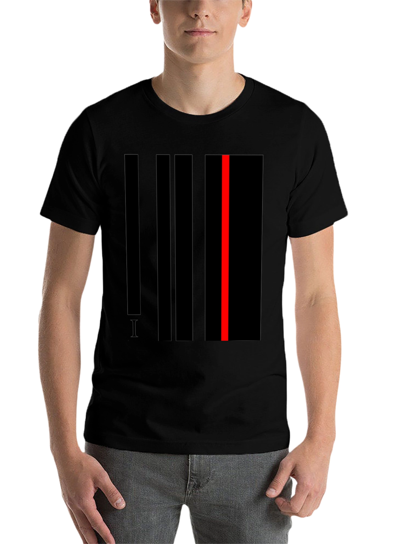 Black Striking Abstract Line Art T-Shirt - Black view 7