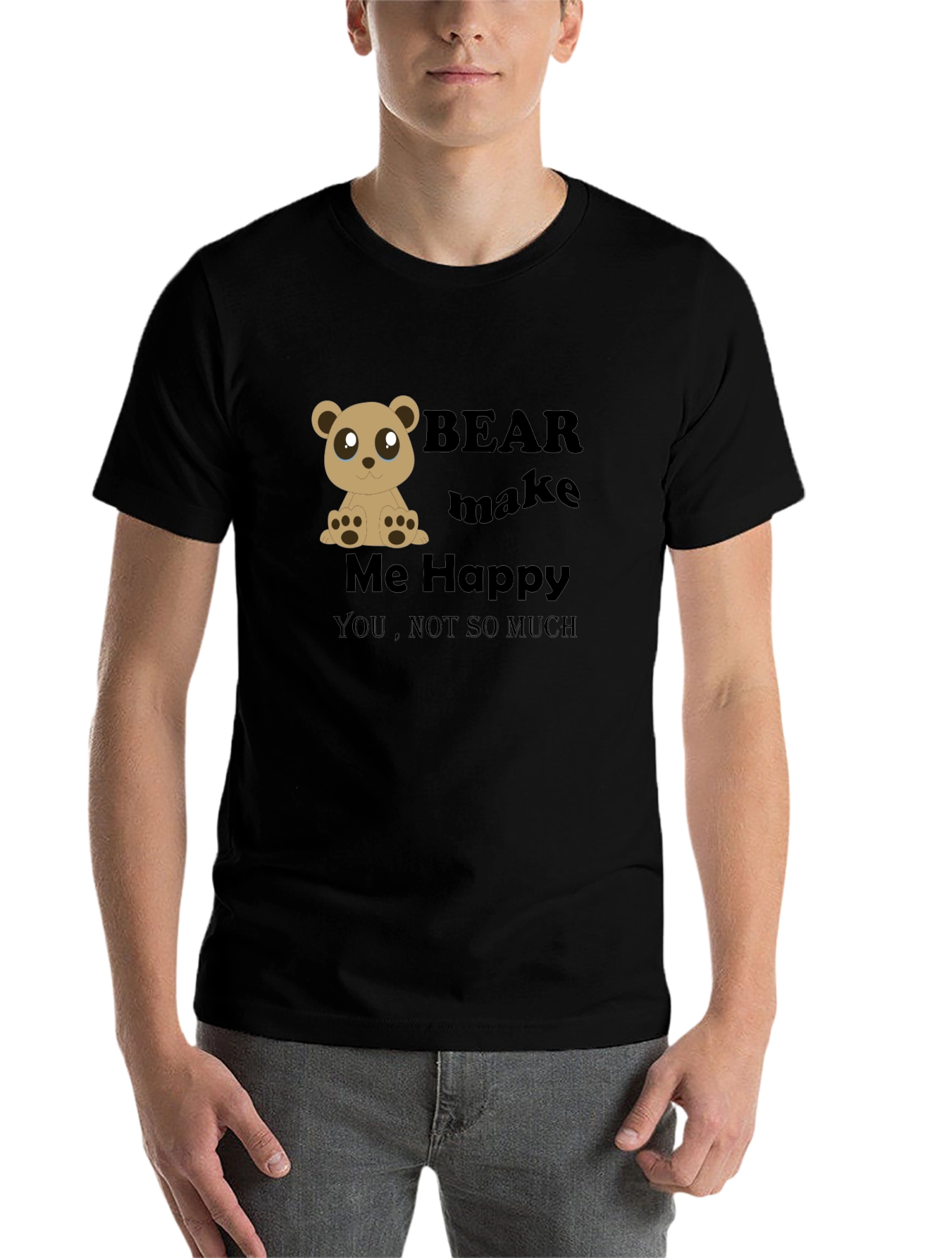 Black Bear Make Me Happy Black Graphic Tee view 7
