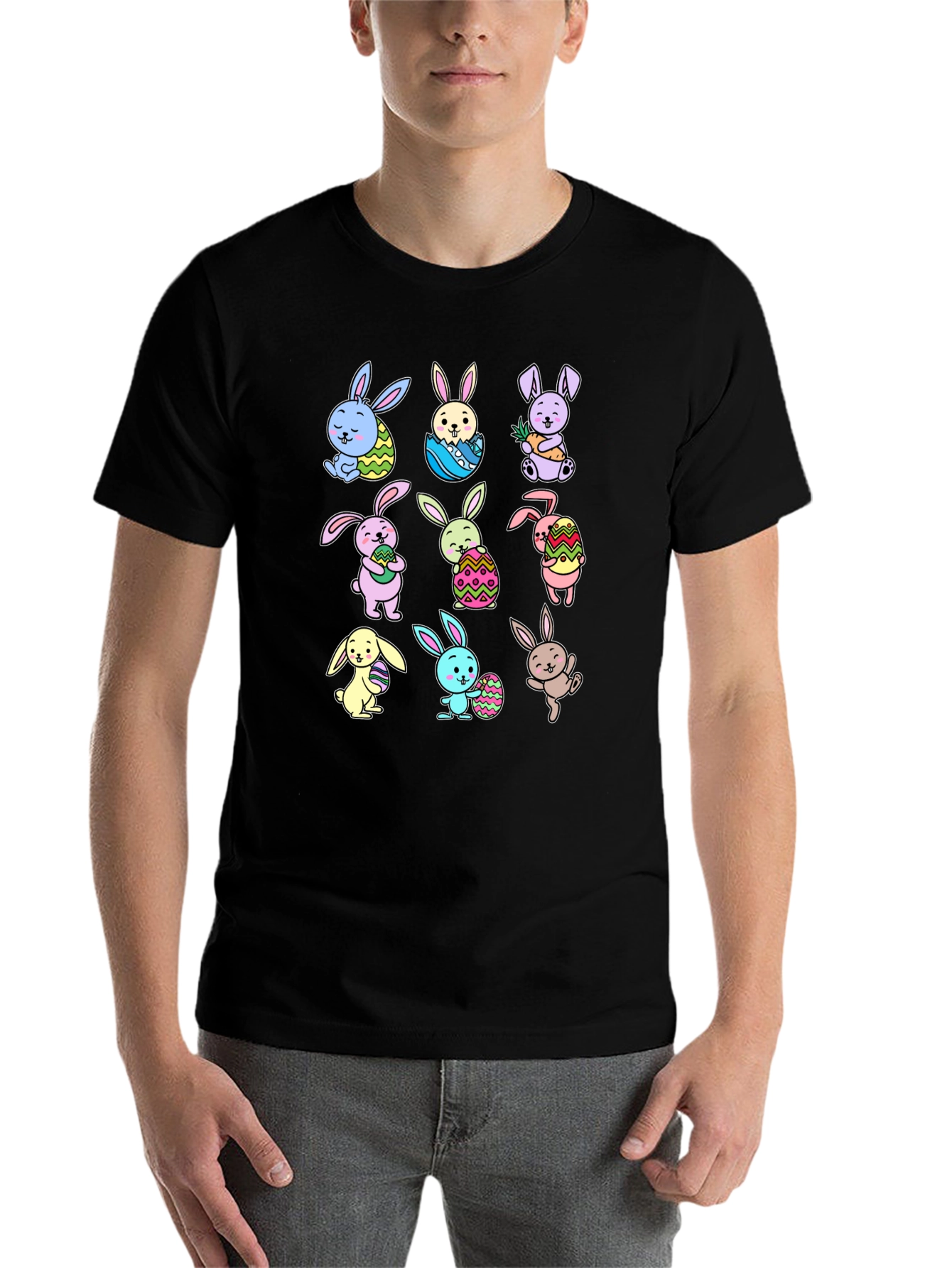 Black Easter Bunny T-Shirt Cute Rabbits view 7