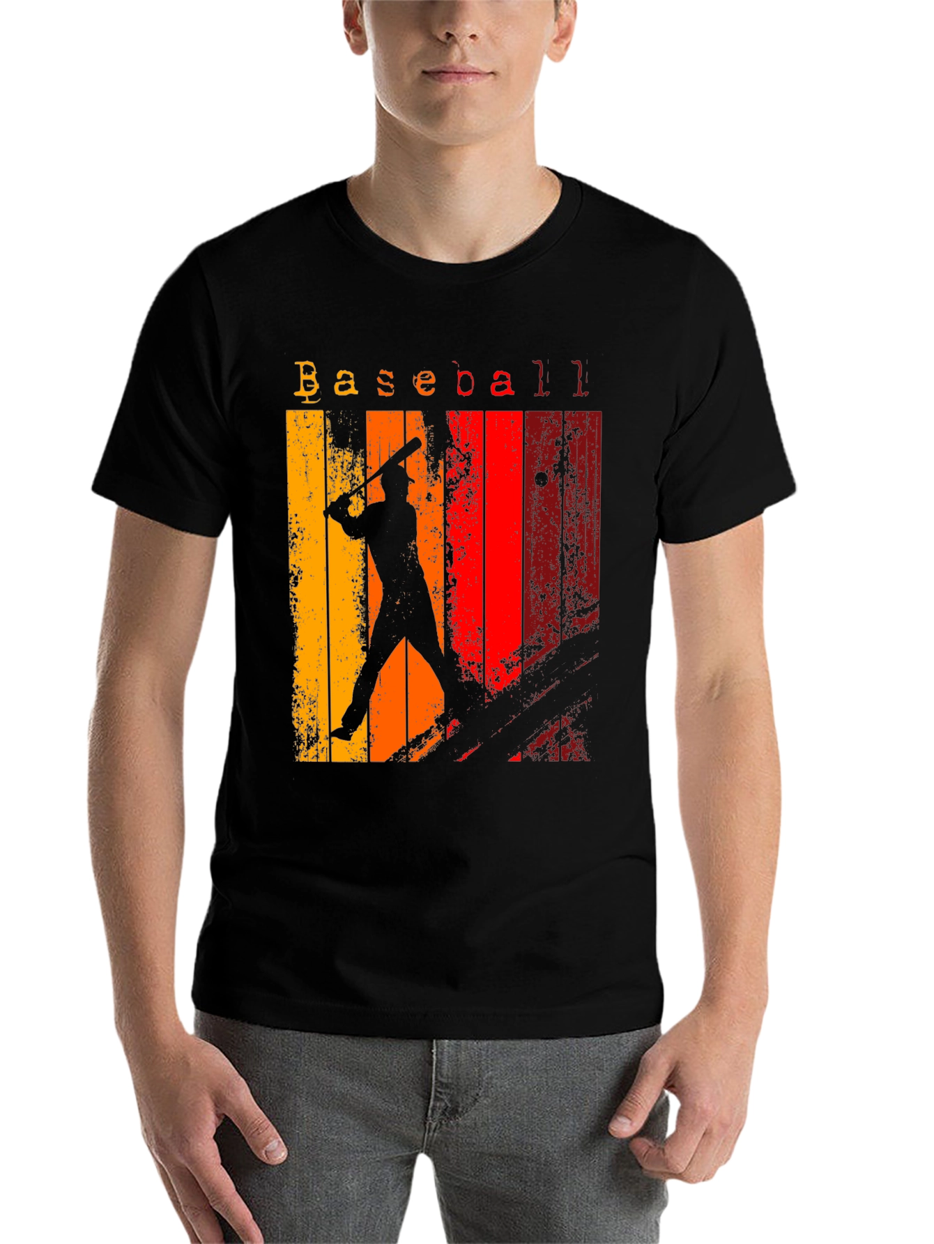Black Retro Baseball Graphic Tee - Vintage Style Shirt view 7