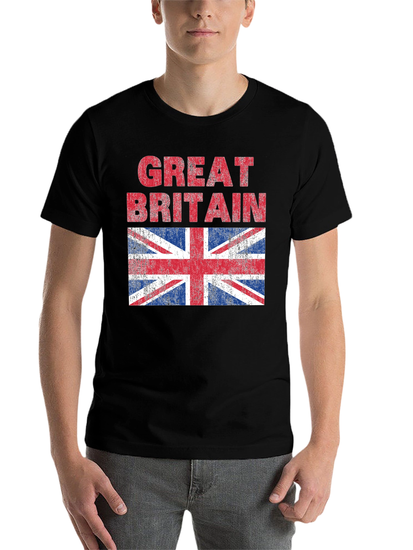 Black Great Britain Flag Graphic T-Shirt view 7