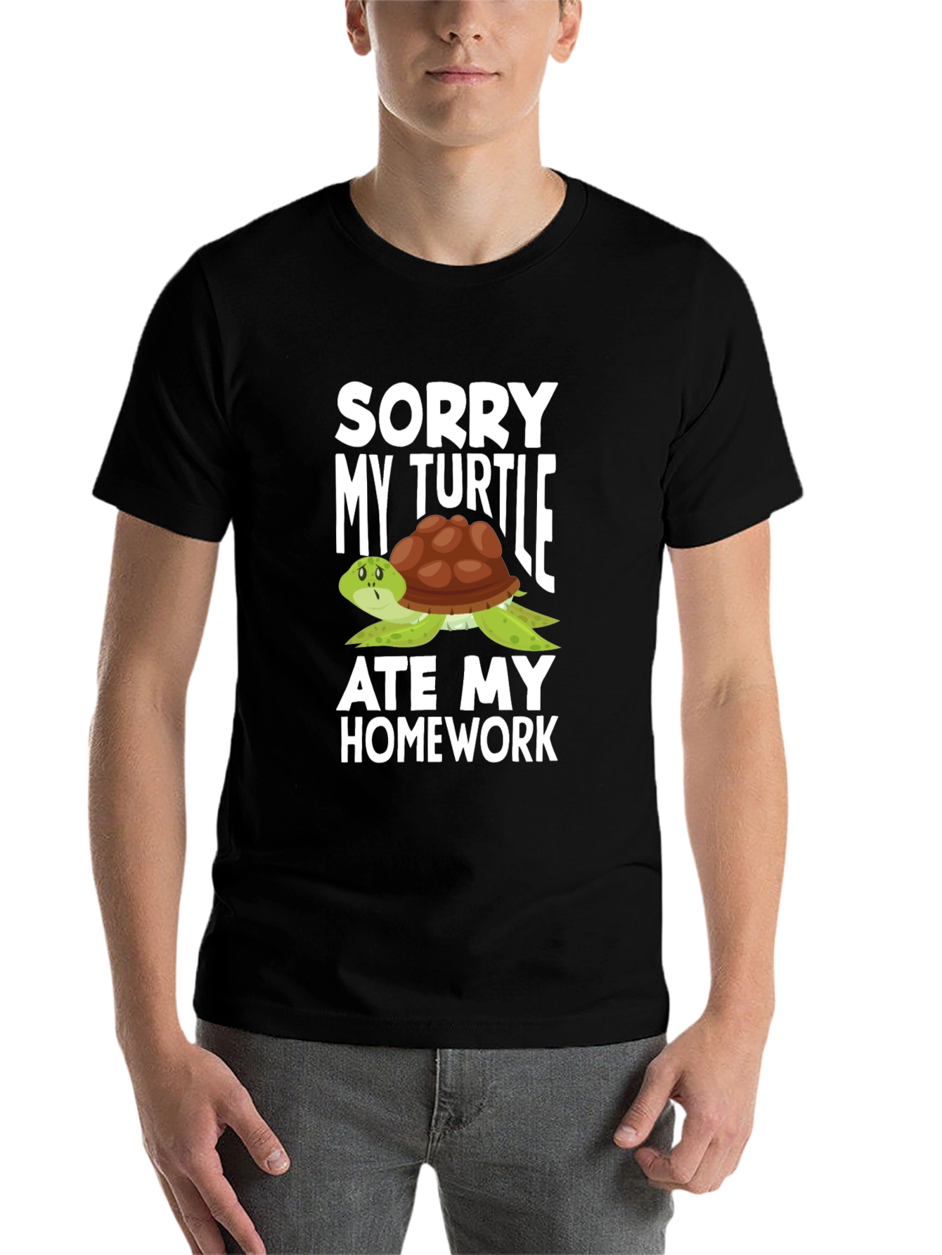 Black Sorry My Turtle Ate My Homework T-Shirt view 7