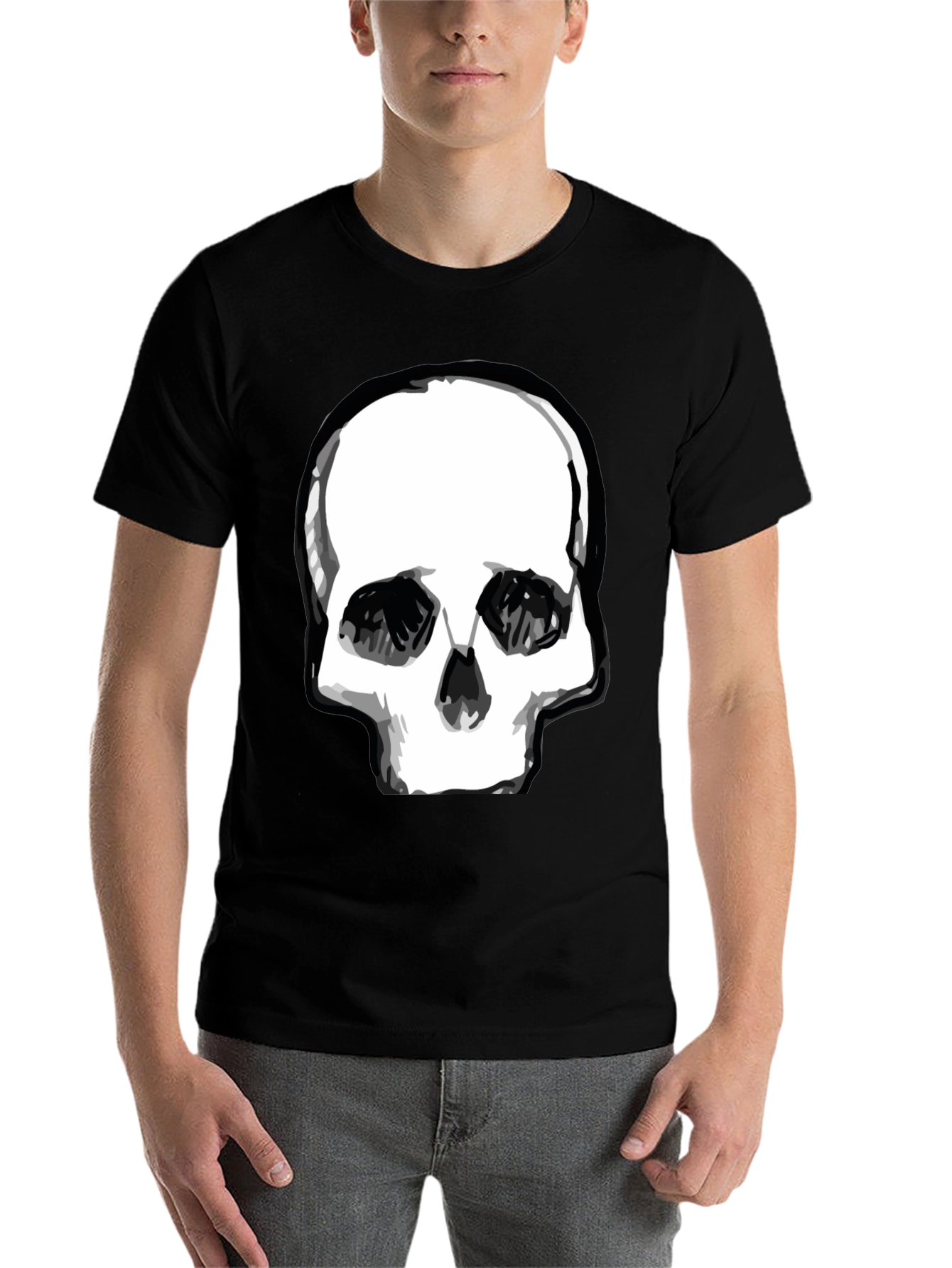 Black Skull Graphic Print Black T-Shirt view 7